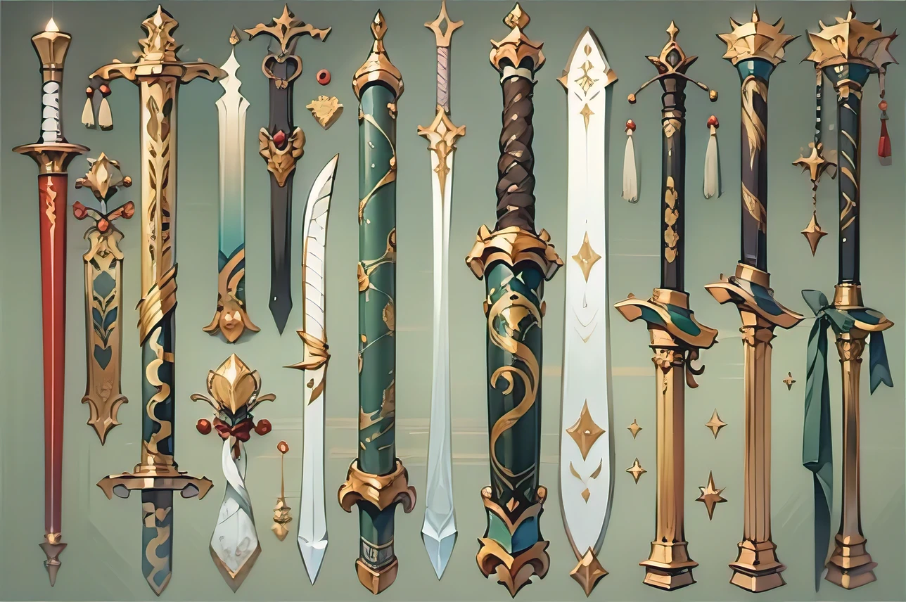 (((best quality))), (((masterpiece))), Weapons to be included in the Weapon Encyclopedia, Chinese sword, simple sword, white background