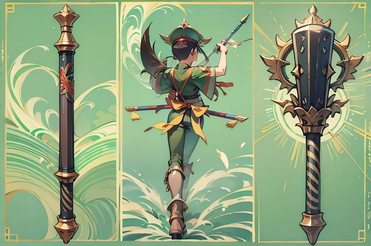 (((best quality))), (((masterpiece))), Weapons to be included in the Weapon Encyclopedia, 중국스타일 gon봉, baton weapon, gon, club, 쇠club, iron bat, blunt instrument, a striking weapon
