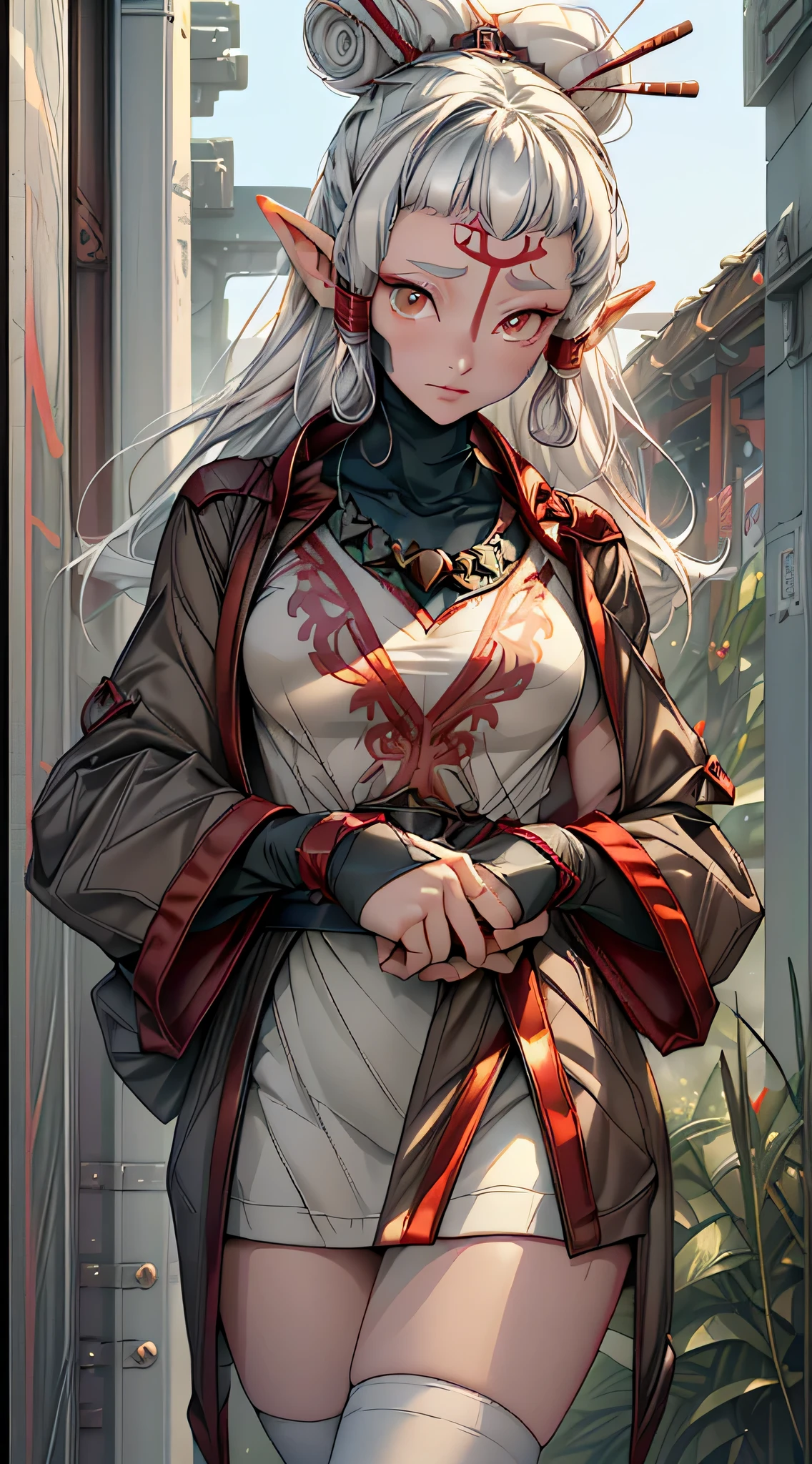 paya, cute elf ,girl, 1girl,(((little ,tiny little body,small))),(((6 ))),((anime elf with extremely cute and beautiful black hair)),(((elf, elf ears))),((((white hair:1.35,hair with a braid,colored inner hair,ear breathing)))),(((red_eyes:1.3))),intricate eyes,beautiful detailed eyes,symmetrical eyes,big eyes:1.5,(((lustrous skin:1.5,bright skin: 1.5,skin tanned,shiny skin,very shiny skin,shiny body,plastic glitter skin,exaggerated shiny skin,illuminated skin))),(delicate detailed fingers,detailed body,detailed arms,human hands,(detailed face)), cute,slutty,erotic,daring,nsfw, zettai ryouiki,revealing clothing,show skin,(((Sexy red fur coat, red fur coat outfit, wearing a red fur coat:1.3,red winter coat))), ((red mini-skirt,red mini skirt with furry edge,visible thong straps)),((underpants strap)),(white gloves,red clothes,semi-naked,with little red clothing,((((furry edge clothing)))),(((intricate outfit,intricate clothes,embroidered outfit,ornate outfit,embroidered clothes,ornate clothes))), (dynamic pose:1.0),embarrassed,(centered,scale to fit dimensions,Rule of thirds), inside,indoor,((cozy gothic room)),scenery:1.25,((intricate scenery)),((winter decorations)),Christmas tree, (Glossy winter ornaments),highres,sharp focus,(ultra detailed,extremely detailed),(photorealistic artwork:1.37),(extremely detailed CG unity 8k wallpaper),(((vibrant colors,vibrant theme))),(intricate),(masterpiece),(best quality),