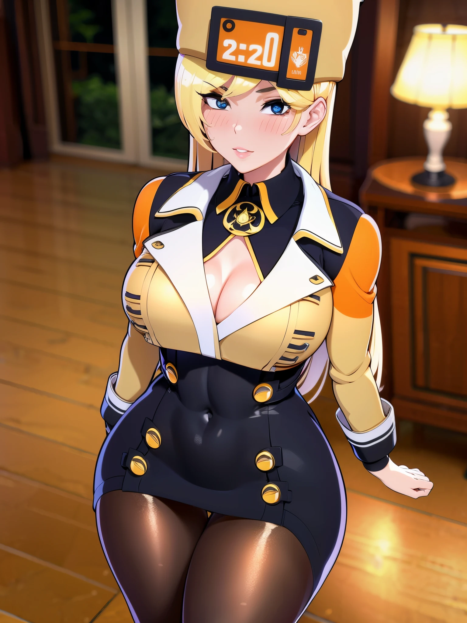 k, RAW photos, top quality, masterpiece: 1.2), (High Quality), ray tracing, HDR, (High Details), (Face detail), (Shadow Detail), (amplected), stylized blush, 3d, 3d render, 1girl, solo, masterpiece, best quality, high quality, highres, 4K, perfect anatomy, rendered eyes, lip gloss, makeup, woman, detailed, cleavage, thick thighs, 1girl, solo, masterpiece, best quality, high quality, highres, 4K, strmillia, fur hat, coat, fingerless gloves, pantyhose