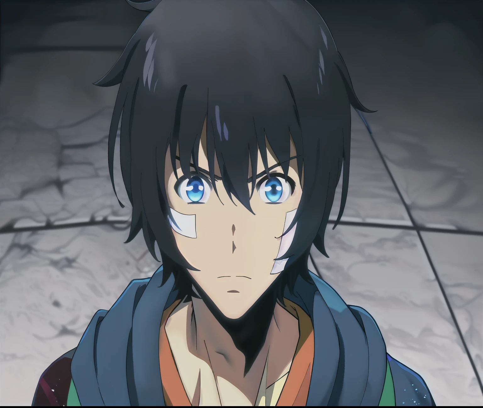 anime character with black hair and blue eyes in a blue jacket, official anime still, young anime man, in the anime film, nobutaka ike, still from tv anime, official studio anime still, yuyushiki, male anime character, anime moe artstyle, yu - no, anime still film anime shikishi, kyoto animation still