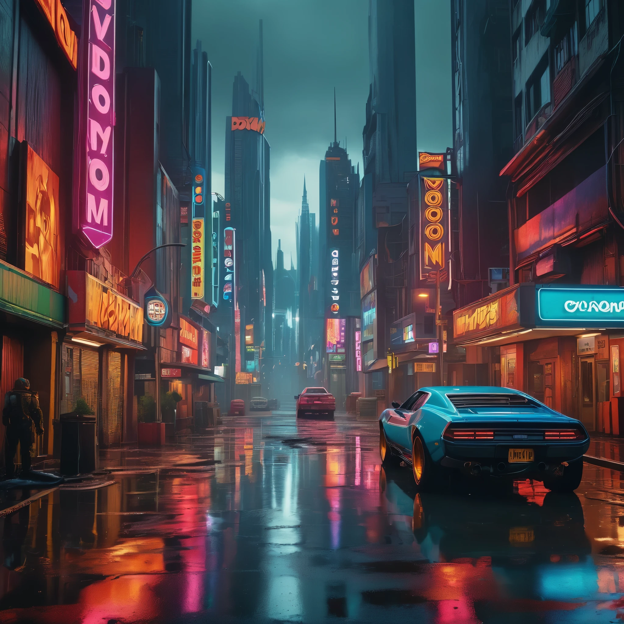 create an image demonstrating the style of ((Doom-gloom-city-pop)) style, hyper realism, 8k high definition, vibrant colors, sharp focus, insanely detailed