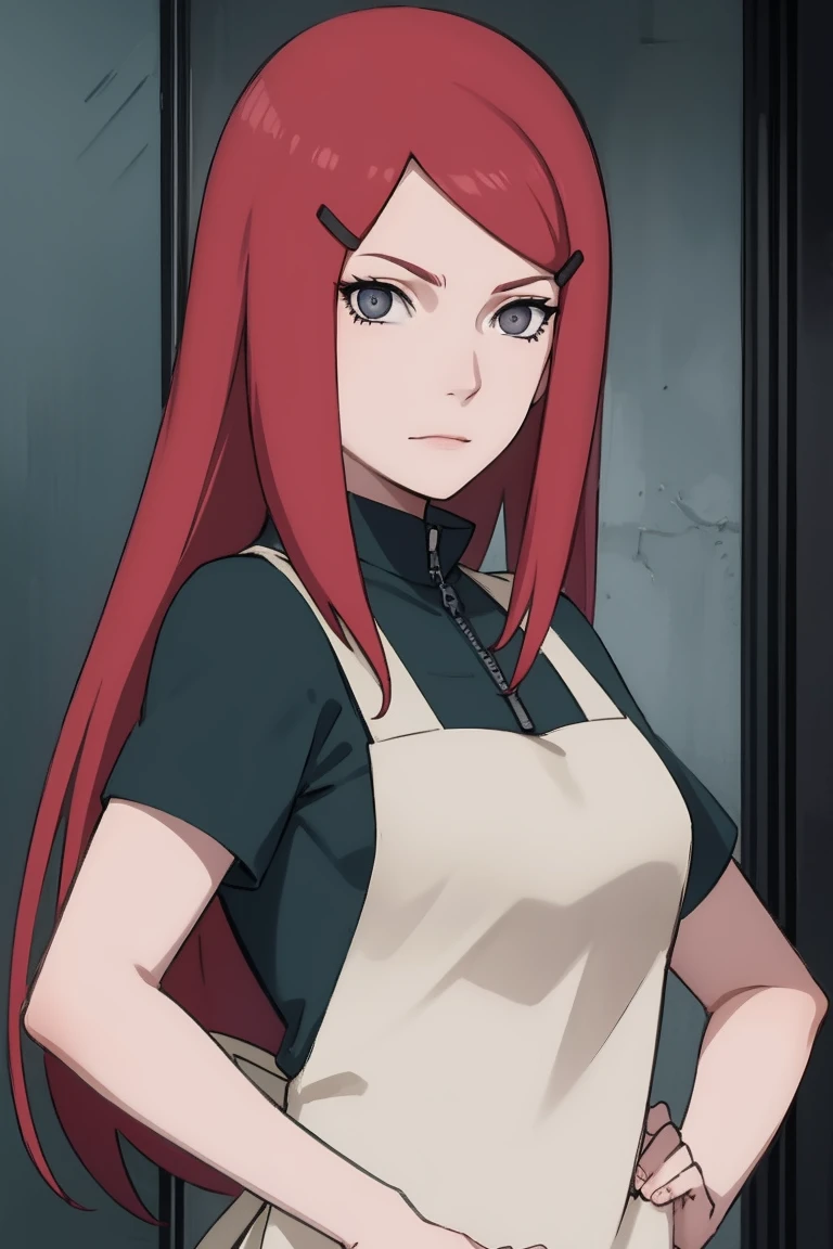 {-erro_de_anatomia:1.0} kushina, kushina, long hair, hair ornament, red hair, red head, hairclip, (grey eyes:1.5), BREAK shirt, dress, jewelry, white shirt, short sleeves, apron, bracelet, green apron, collar, BREAK looking at viewer, upper body, full body, cowboy shot, BREAK indoors, BREAK (masterpiece:1.2), best quality, high resolution, unity 8k wallpaper, (illustration:0.8), (beautiful detailed eyes:1.6), extremely detailed face, perfect lighting, extremely detailed CG, (perfect hands, perfect anatomy), fighting pose, clenched hands, closed hands, contracted fingers, arm stretched out, raised fist, about to punch, detailed fist,  focus fist,
