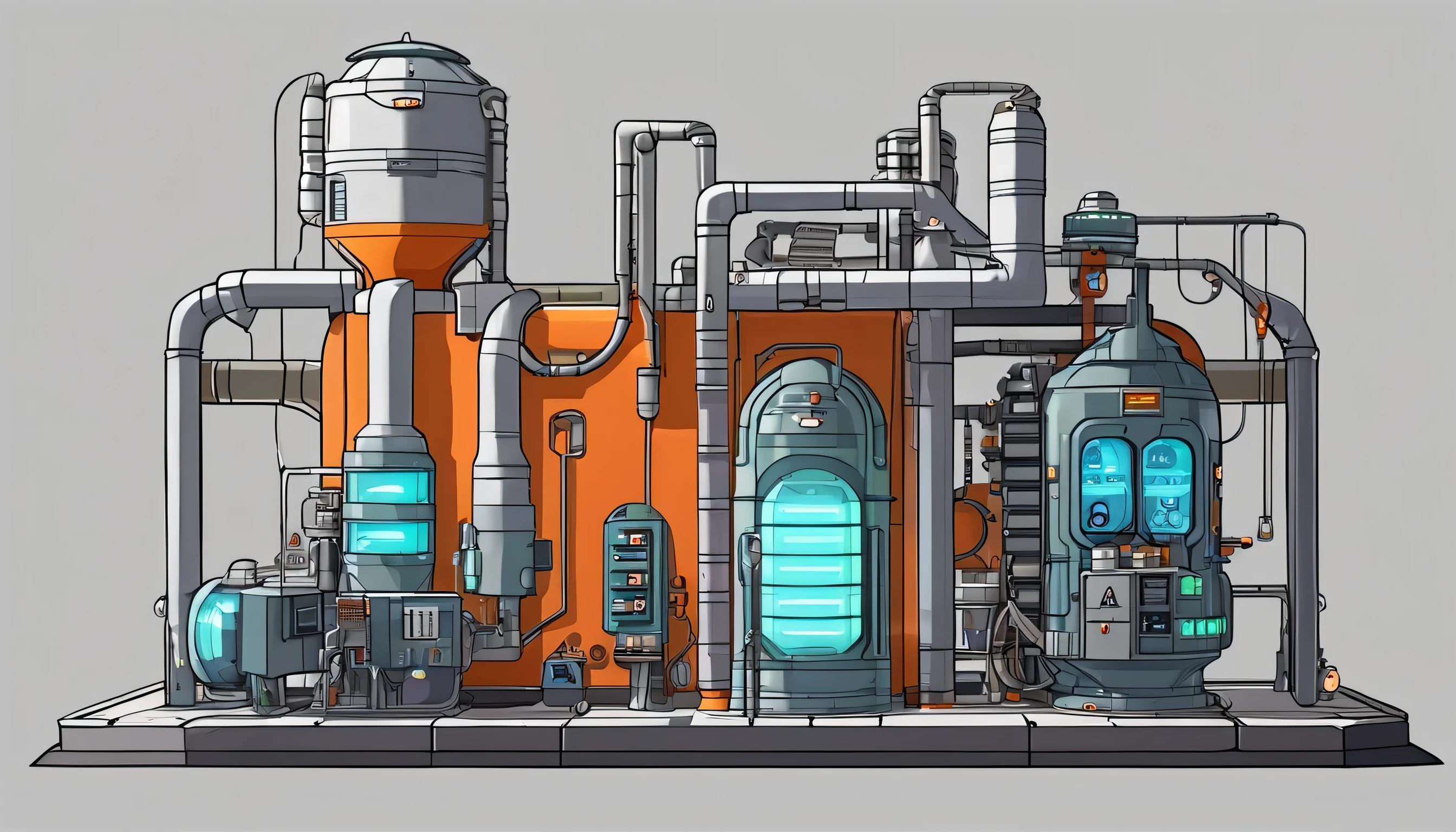 A cartoon Sci fi Small modular reactor, THE FAMILY GUY style, minimalist, best quality