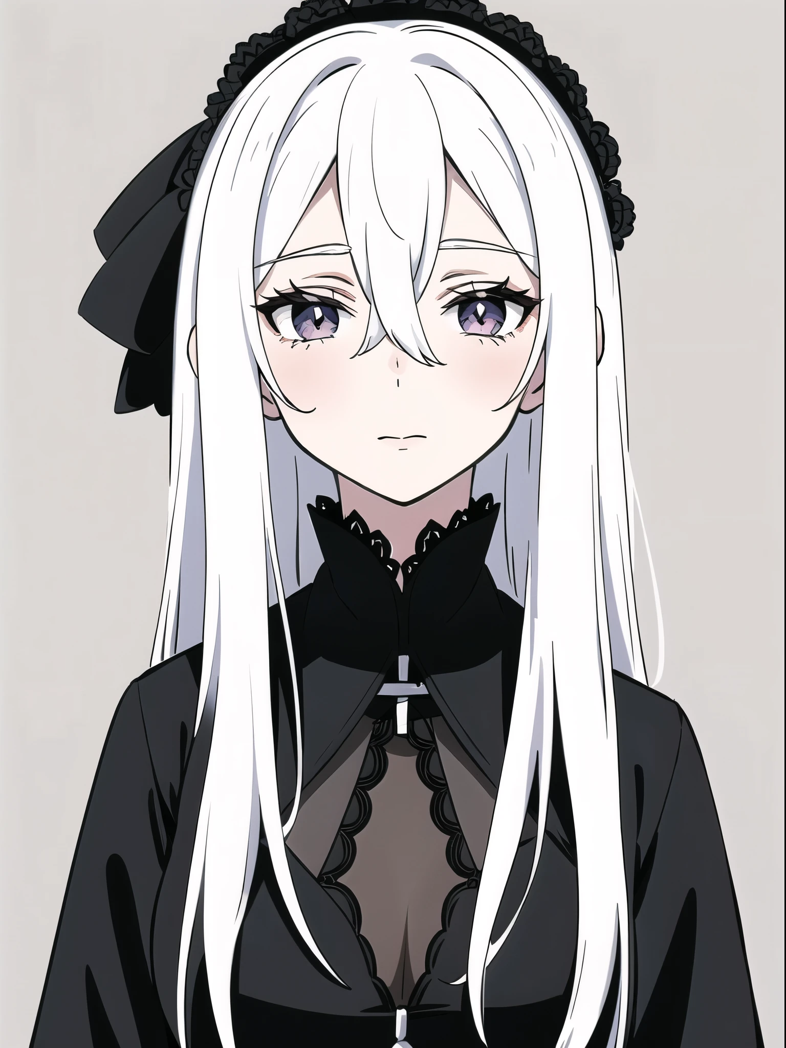 ((White hair)),((Head and Shoulders Image)),Sexy,A person,Alone,Simple style,pancake ,Simple details,Black background,Empty background,Black background wall,(20 year old woman),(Droopy hair),(White Gloves),(Evening Gown),(Lace Shirt),Lace,(confidence)