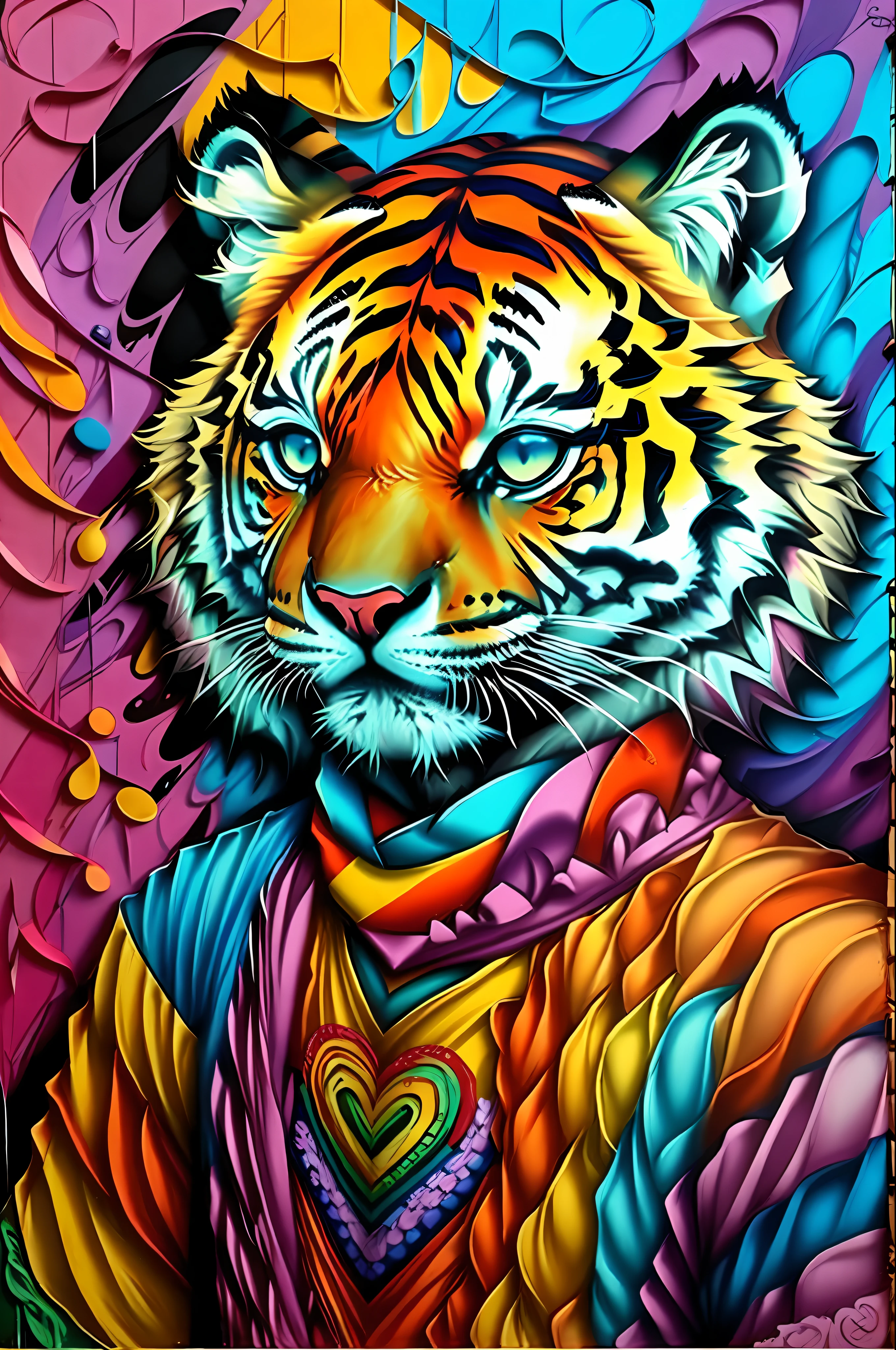 tigre, street arteist ,eduardo Kobra,grafite,Papel acolchoado multidimensional, arte, Chibi,
Yang08k, lindo, colorida,
obras-primas, maximum quality, melhor qualidade, arte oficiale, lindo and aesthetic,