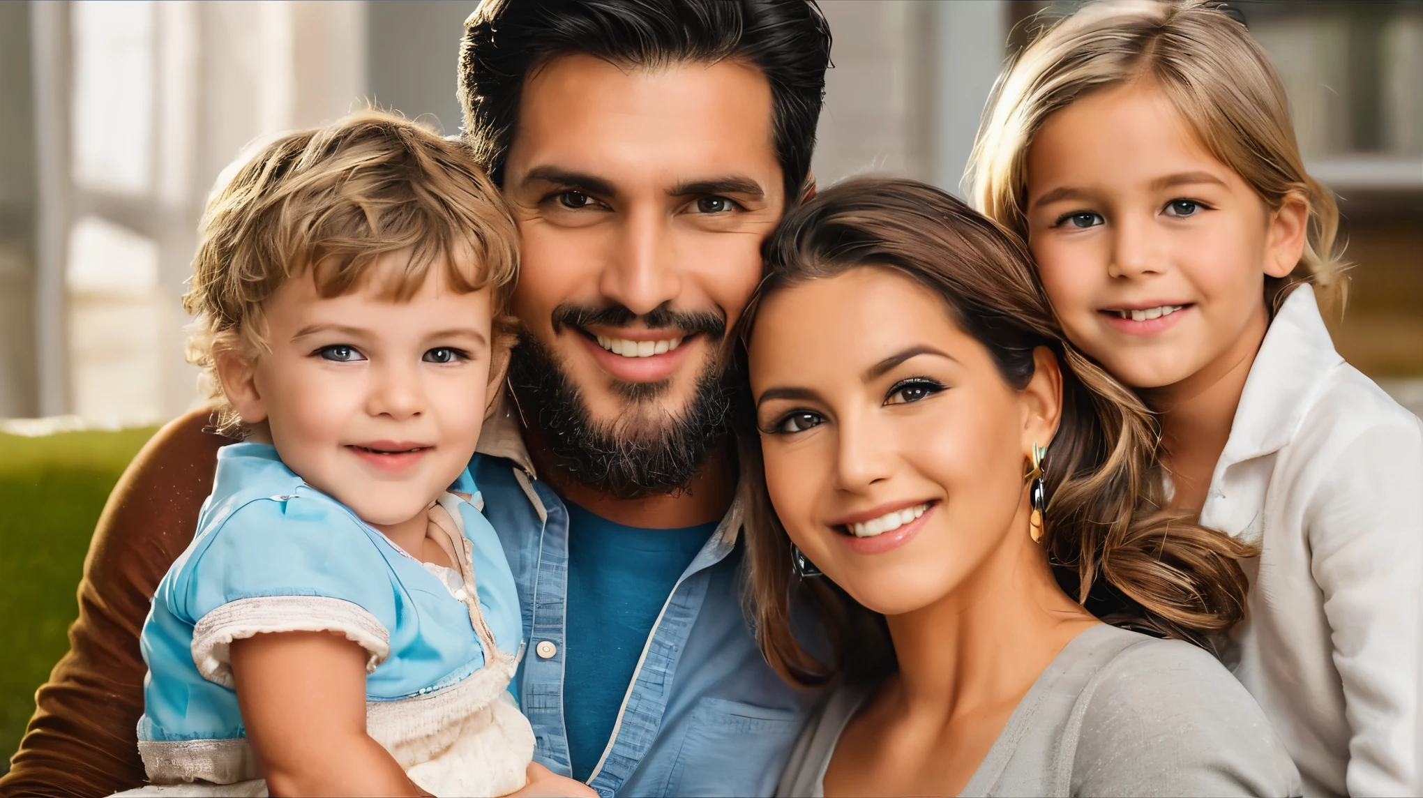 a close-up of a man and two children posing for a photo, marido esposa e filho, I agree with you, happy family, family portrait, embaralhamento dos namorados, imagem muito clara, family portrait de três, captura de tela de alta qualidade, foto de familia, imagem de perfil, por Zahari Zograf, Genzoman, imagem de perfil, uhd rostos realistas, captura de tela ampla