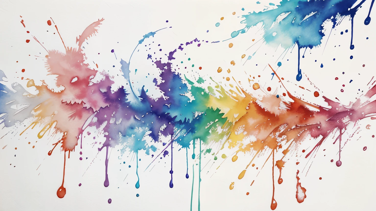 Colorful birds watercolor painting, flowing paint, splashes, pastel colors