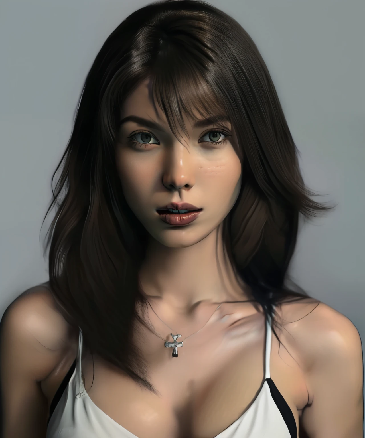(In the Dark: 1.6), surreal female portrait by David Hockney and Alphonse Mucha, fantasy art, photorealism, dynamic lighting, artstation, poster, volumetric lighting, very detailed faces, 4k, Award Winning, 1girl, In Dark, Deep Shadow, Low Key, Cowboy Shot, (Stewardess Uniform: 1.4), Long Hair, White Hair, Bust, Terminal, Medium Boobs