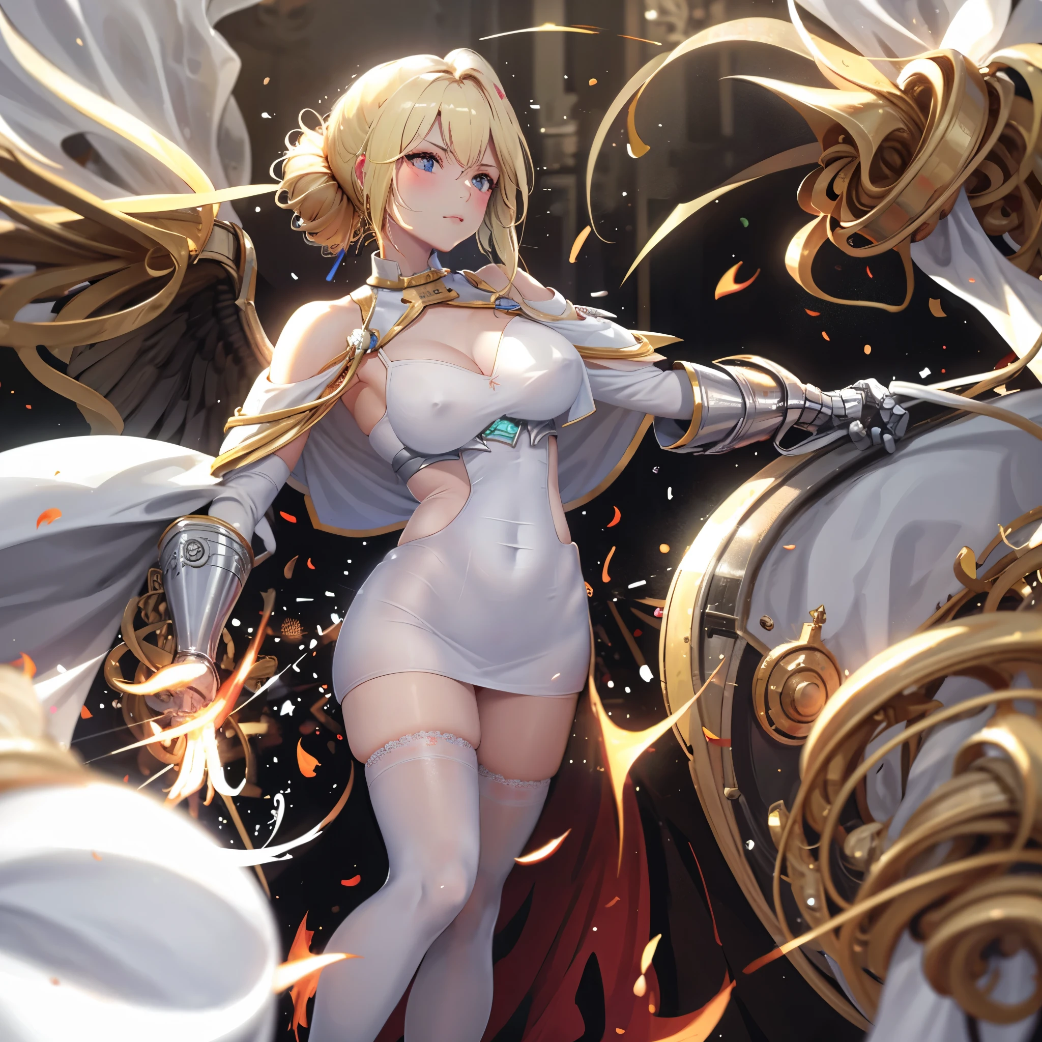 a woman in casual clothes in a French city
