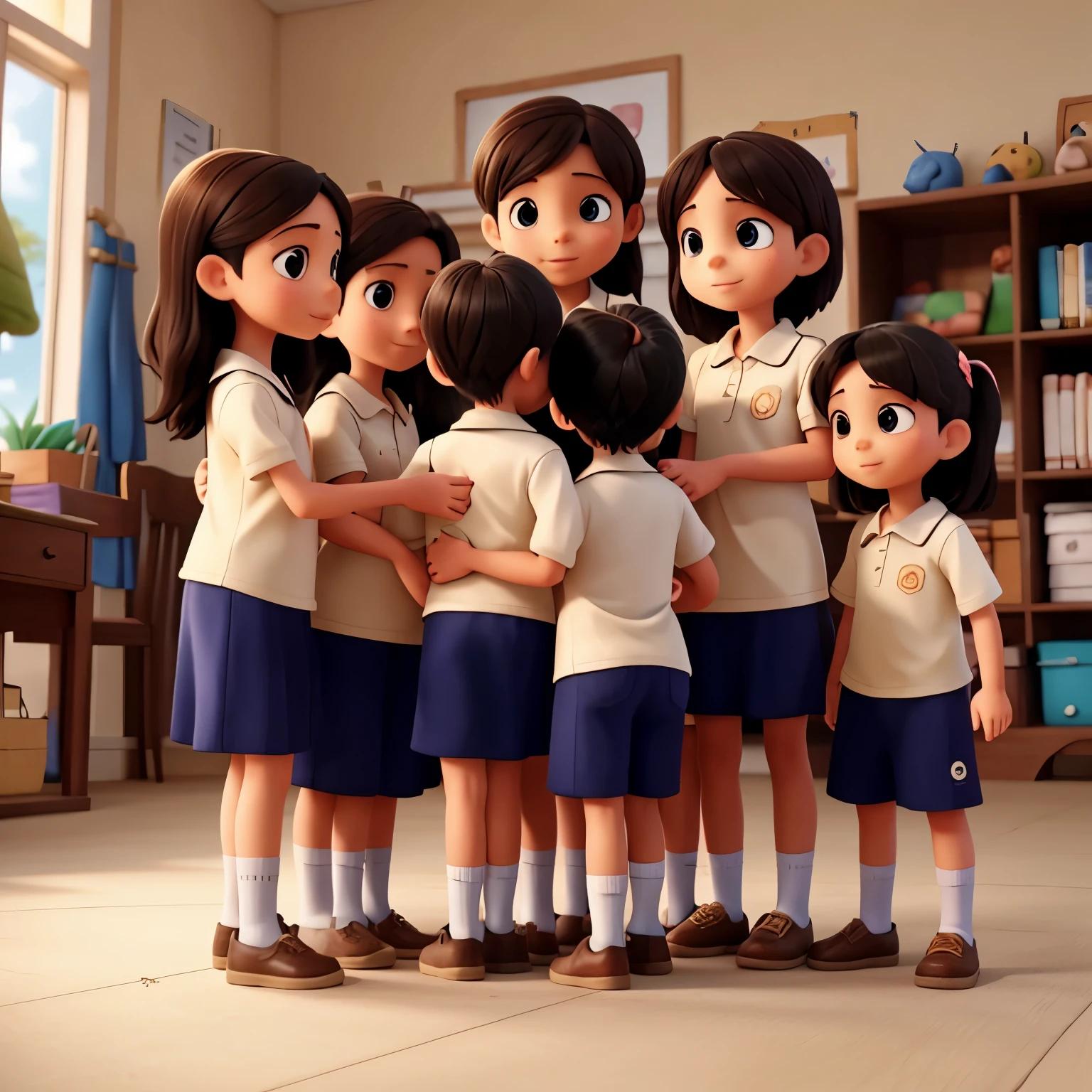 A group of children being empathetic with someone