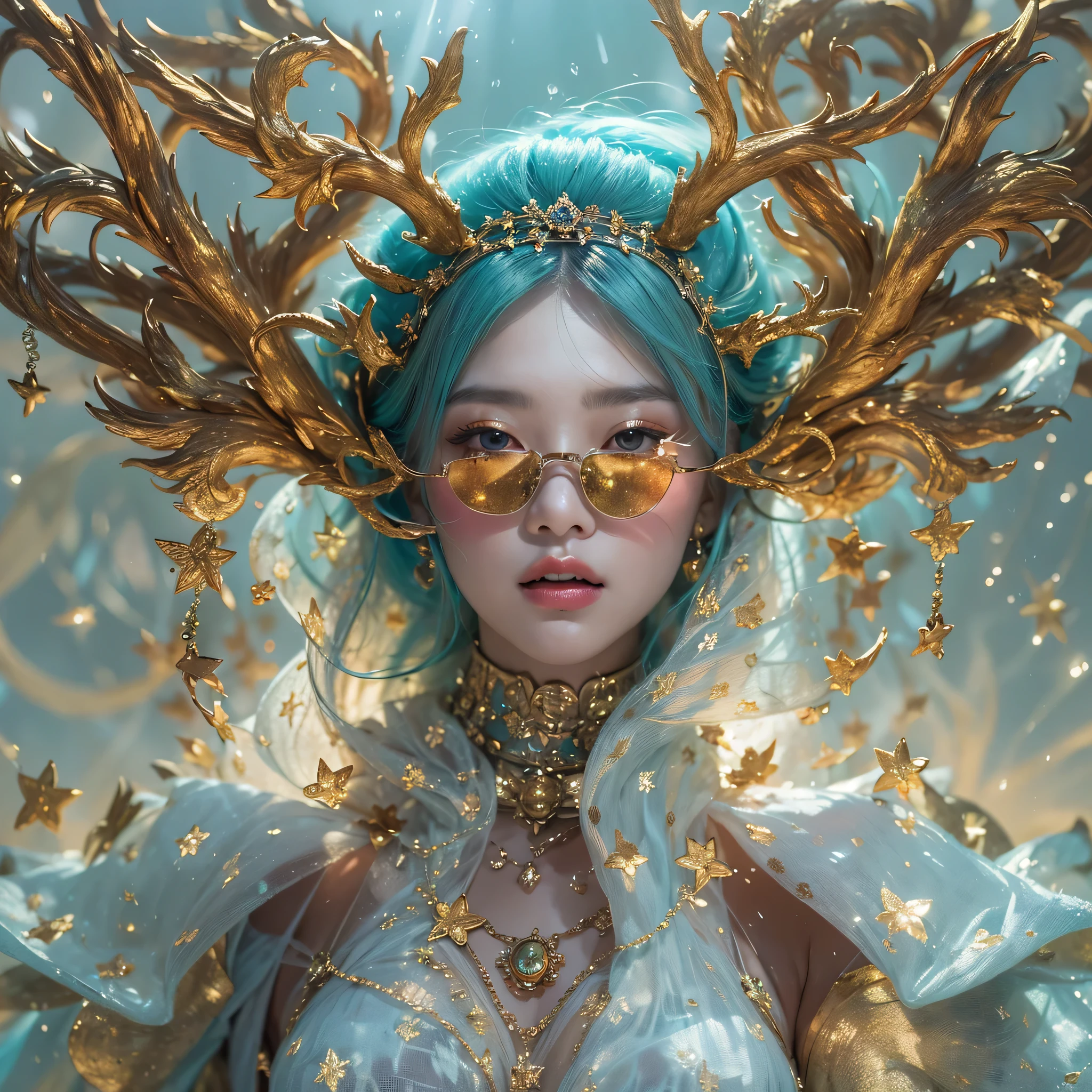 Antlers Flying Nine Tails Light Blue Heavenly Master Flame Hair Star,Moon Night black, gold and orange snake print silk trousers,Rouge Diamond Tulle Sheer Lizard Print,Girl flying in space in the snow 1:900 miniatures,Front view,pure transparency,put on boxing gloves,Wear gold-framed Reverse Light sunglasses,Panoramic super wide angle,very happy,Authentic and delicate texture,Strong visual impact,super detailed,dream girl,delicate face型,beautiful eyes,Hair floating in the air, cherry style,Zhou Xiaotong,crystal clear,Good sense of perspective,Light shadow effect,16KLight slip,surface reflected Light,flowing black hair,Water Goddess 32K,complicated,grace,Very detailed,Gorgeous,digital photography,Autumn Cowboy Shooting,Surrealism,broken ruby,defeat magic,Water magic entanglement,(masterpiece,Light,beautiful eyes:1.2),high dynamic range,void 5 energy storm,(china 1 girl,black eyes:1.5),rouge skin,Light skin,(sit on stone:1.5),delicate face,black hair,Put on Gorgeous golden armor,starry sky background,beautiful golden armor,it'it'it'It's raining,beautiful,University Teachers'Don't look at the audience,focus shift,masterpiece