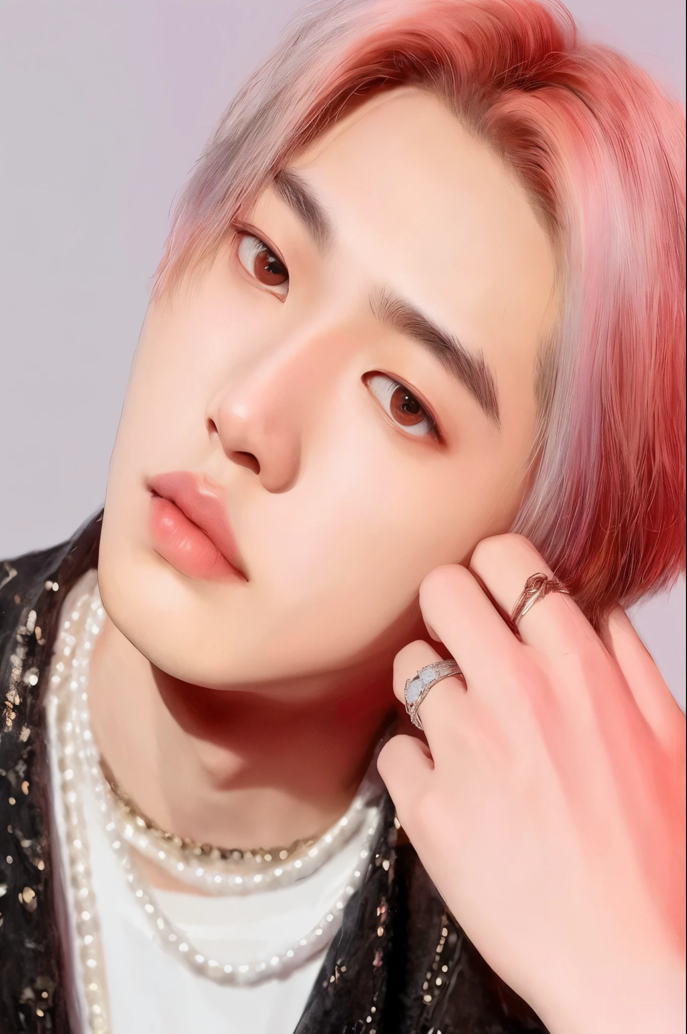 un primer plano de una persona con un anillo en el dedo, cai xukun, xqc, Jung Jaehyun, portrait of jossi de blackpink, hyung tae, little peep, giga chad llorando, jossi de blackpink, hong junio hyung, taken in the early 2020s, kim taejin, inspirado en Yanjun Cheng, yanjun chengt