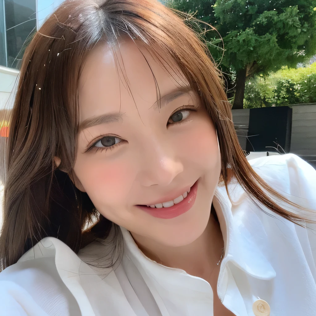 ((highest quality, 8k, masterpiece: 1.3)), sharp focus: 1.2, beautiful woman with perfect figure: 1.4, slim abs: 1.2, (layered hairstyles,: 1.2)), (wet white button long shirt: 1.3), rain: 1.3, street: 1.2, wet body: 1.1, Highly detailed face and skin texture, fine eyes, double eyelid, big breasts, smile,