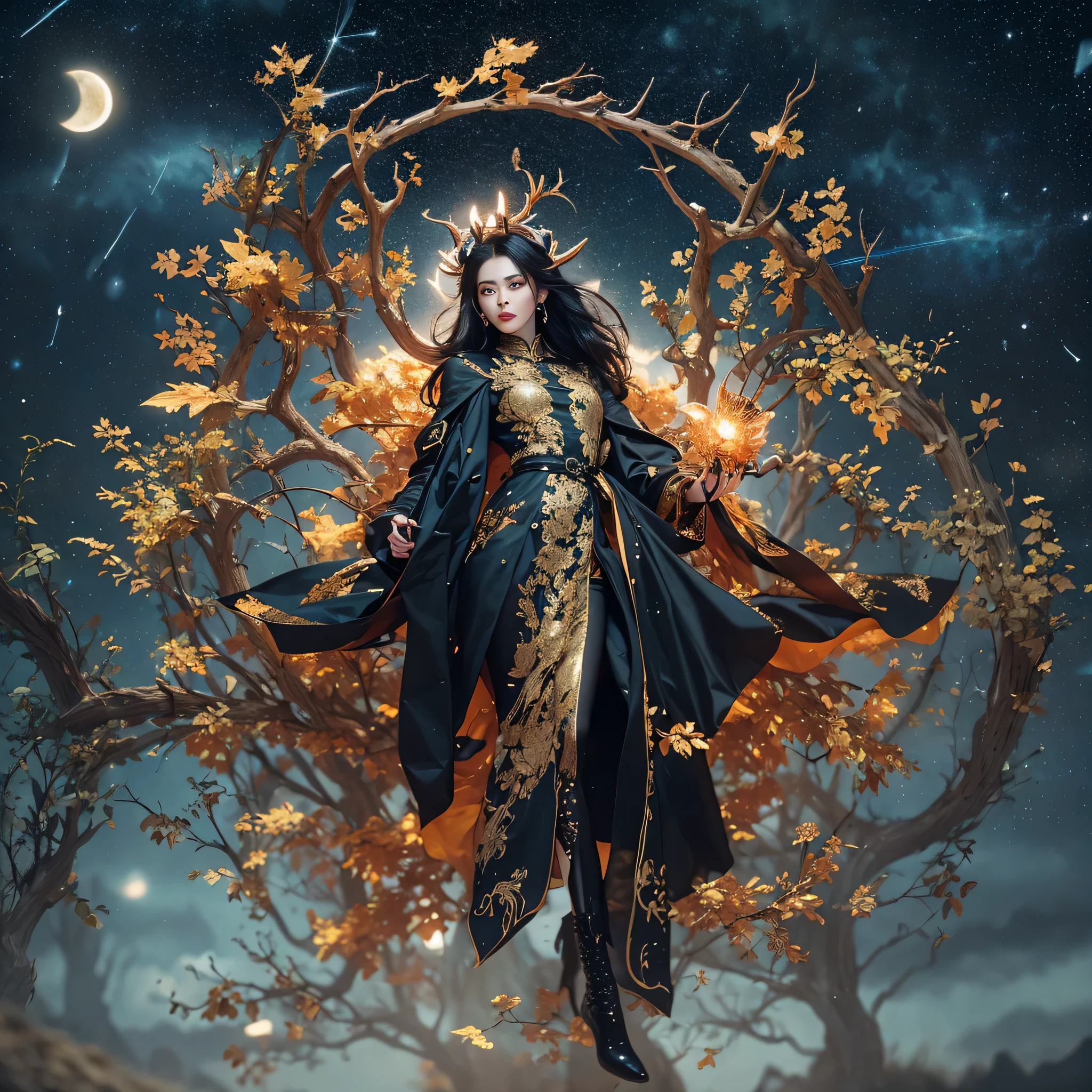 Antlers Flying Nine Tails Light Blue Heavenly Master Flame Hair Star，Moon Night black, gold and orange snake print silk trousers，Rouge Diamond Tulle Sheer Lizard Print，Girl flying in space in the snow 1:900 miniatures，Front view，pure transparency，put on boxing gloves，Wear gold-framed Reverse Light sunglasses，Panoramic super wide angle，very happy，Authentic and delicate texture，Strong visual impact，super detailed，dream girl，delicate face型，beautiful eyes，Hair floating in the air， cherry style，Zhou Xiaotong，crystal clear，Good sense of perspective，Light shadow effect，16KLight slip，surface reflected Light，flowing black hair，Water Goddess 32K，complicated，grace，Very detailed，Gorgeous，digital photography，Autumn Cowboy Shooting，Surrealism，broken ruby，defeat magic，Water magic entanglement，（masterpiece，Light，beautiful eyes：1.2），high dynamic range，void 5 energy storm，(china 1 girl，black eyes:1.5），rouge skin，Light skin，(sit on stone：1.5），delicate face，black hair，Put on Gorgeous golden armor，starry sky background，beautiful golden armor，it&#39;it&#39;it&#39;It&#39;s raining，beautiful，University Teachers&#39;Don&#39;t look at the audience，focus shift，masterpiece