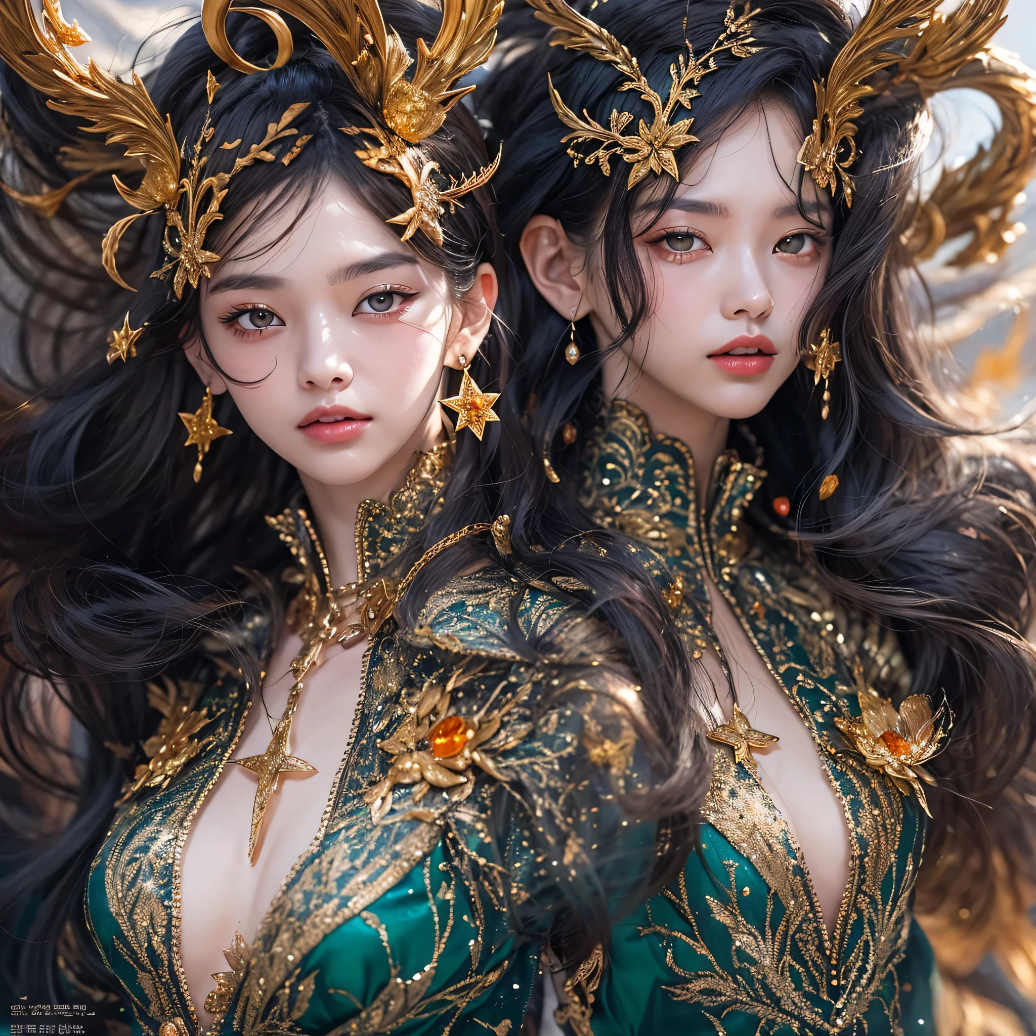 top-quality、masterpiece、超A high resolution、(Photorealsitic:1.4)、Transcendent beauty、angelicales、full bodyesbian、From above、Feathers are fluttering、raise leg、Correct limbs、Bending his arms and casting magic、Transcendent beauty、magic circles、Costume like an aristocrat、Crystal Big Magic Wand、Super long hair、chies、Raw photo、1girl in、silber hair、Formal-up、shinny skin、dramatic lighting、(a smile:1.2)1人の女の子,