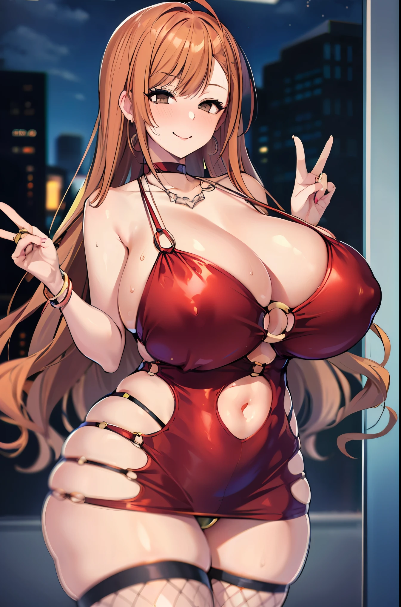 (arisugawa natsuha), long hair, orange hair, grey eyes, at office in background, night, looking at viewer, ((MILF)), , (microdress), (golden), (bodycon), blush, eyeslashes, cleavage, navel, fishnet stockings, (face focus), evil face, embarrassed smile, corruption, (handbag:0.8), (o-ring:1.2), choker, jewelry, necklace
BREAK masterpiece, best quality, glowing skin, mature figure, voluptuous body, shiny skin, mature women, gigantic hanging breasts, skindentation, chubby, voluptuous, thick thighs, wide hips, from the front, (chromatic aberration, intricate details), dynamic angle, 40K, HDR, highres, (sfw), safe for work, fully clothed,