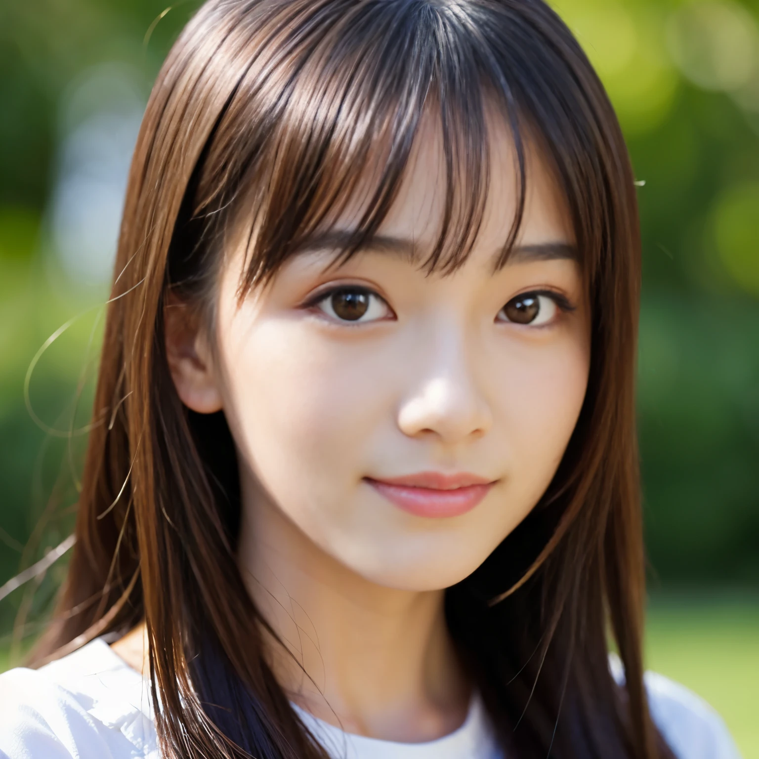 Best-quality, Masterpiece, Ultra-High-Resolution, (Photorealistic:1.4), Raw-Photo, Best-quality, Masterpiece, Ultra-High-Resolution, (Photorealistic:1.4), Raw-Photo, 1girl, 15-years-old, the most famous Japanese idol, extremely close-up of face, face focus, extremely cute face like the most popular Japanese idol, extremely beautiful big-black-solid-circle-eyes, extremely beautiful hair, extremely beautiful skins, extremely realistic skins, extremely beautiful long-eyelashes, extremely beautiful lips, innocent smile