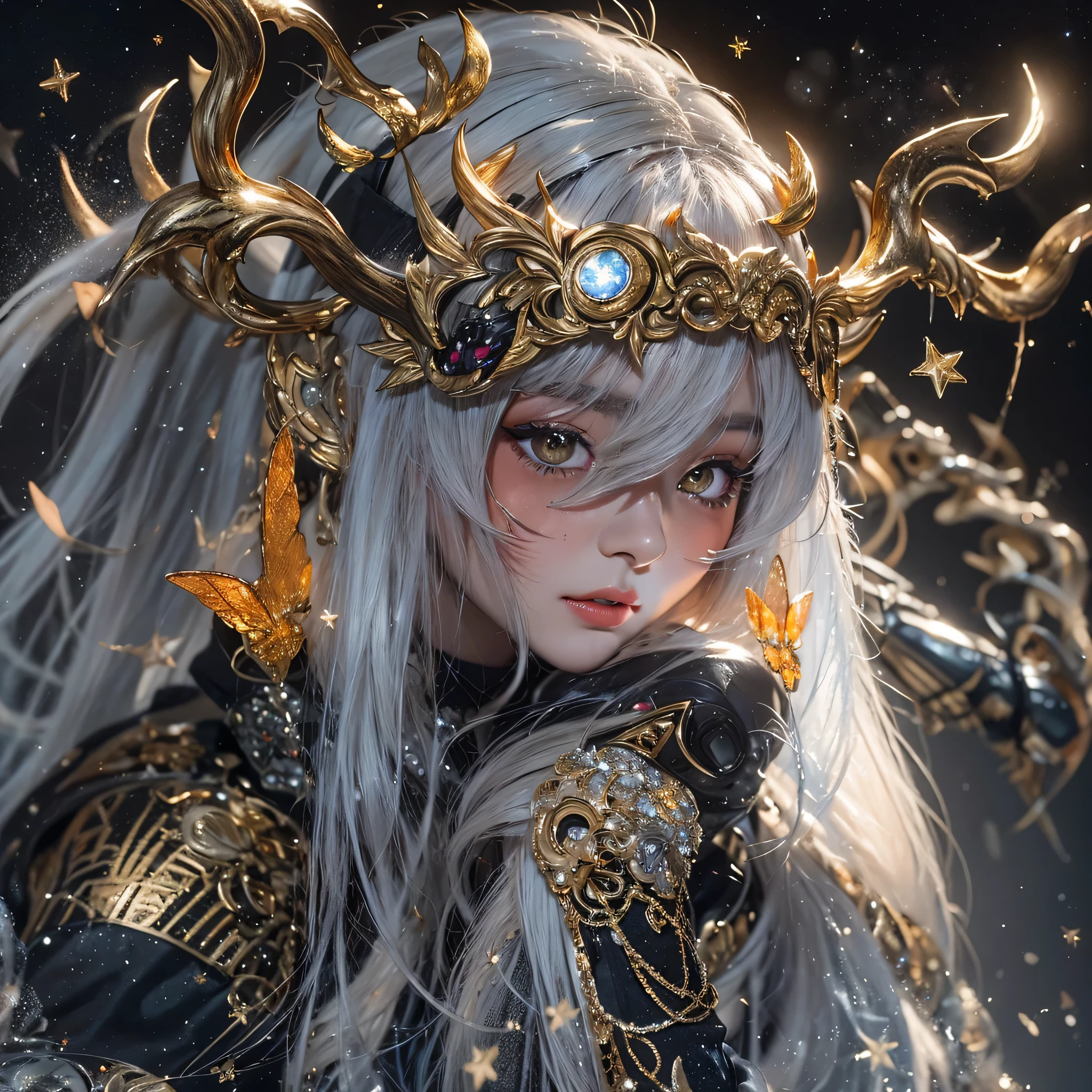 （（（Windproof goggles）））（windproof sunglasses）鹿角飞天九尾Light蓝天师炎发星，Black moonlit night, Gold and orange snake-print silk trousers，Rouge Diamond Tulle Sheer Lizard Print，very happy，Authentic and delicate texture，Strong visual impact，super detailed，dream girl，delicate face型，beautiful eyes，Hair floating in the air， cherry style，Zhou Xiaotong，crystal clear，Good sense of perspective，Light shadow effect，16KLight slip，surface reflected Light，flowing black hair，Water Goddess 32K，complicated，grace，Very detailed，Gorgeous，digital photography，Autumn Cowboy Shooting，Surrealism，broken ruby，defeat magic，Water magic entanglement，（masterpiece，Light，beautiful eyes：1.2），high dynamic range，void 5 energy storm，(china 1 girl，black eyes:1.5），rouge skin，Light skin，(sit on stone：1.5），delicate face，black hair，Put on Gorgeous golden armor，starry sky background，beautiful golden armor，it&#39;it&#39;it&#39;It&#39;s raining，beautiful，University Teachers&#39;Don&#39;t look at the audience，focus shift，masterpiece