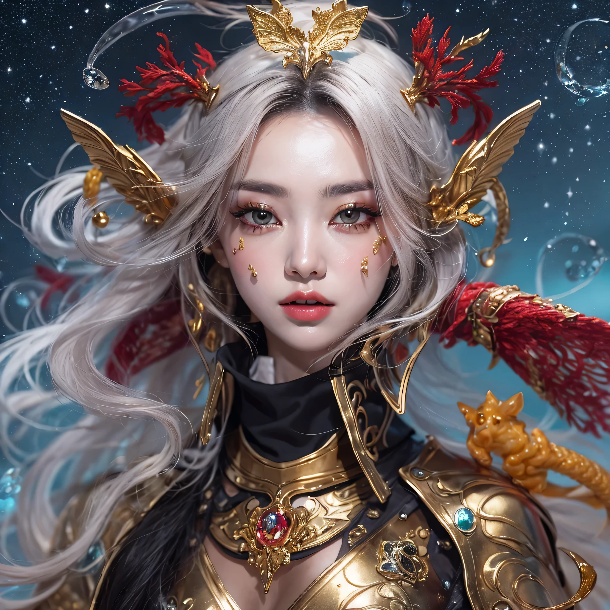 （（（Windproof goggles）））（windproof sunglasses）鹿角飞天九尾Light蓝天师炎发星，Black moonlit night, Gold and orange snake-print silk trousers，Rouge Diamond Tulle Sheer Lizard Print，very happy，Authentic and delicate texture，Strong visual impact，super detailed，dream girl，delicate face型，beautiful eyes，Hair floating in the air， cherry style，Zhou Xiaotong，crystal clear，Good sense of perspective，Light shadow effect，16KLight slip，surface reflected Light，flowing black hair，Water Goddess 32K，complicated，grace，Very detailed，Gorgeous，digital photography，Autumn Cowboy Shooting，Surrealism，broken ruby，defeat magic，Water magic entanglement，（masterpiece，Light，beautiful eyes：1.2），high dynamic range，void 5 energy storm，(china 1 girl，black eyes:1.5），rouge skin，Light skin，(sit on stone：1.5），delicate face，black hair，Put on Gorgeous golden armor，starry sky background，beautiful golden armor，it&#39;it&#39;it&#39;It&#39;s raining，beautiful，University Teachers&#39;Don&#39;t look at the audience，focus shift，masterpiece
