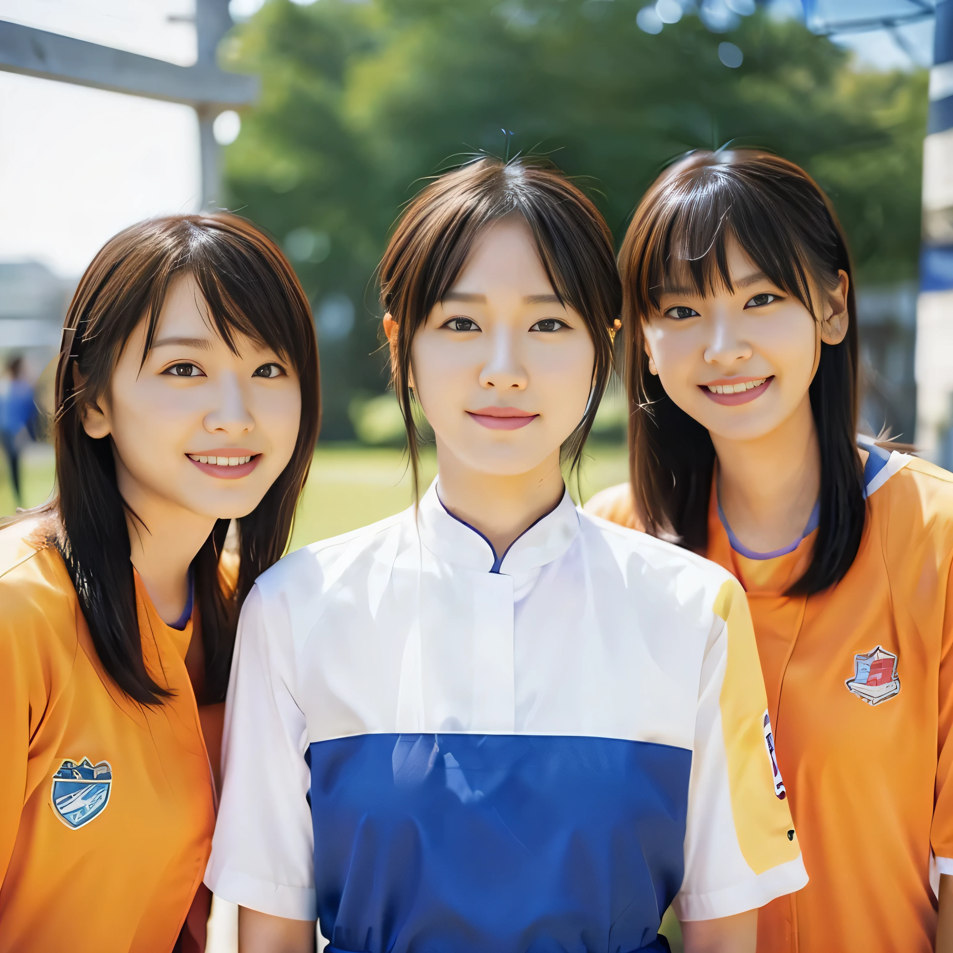 Idol group Trio Esbian、、、、fluorescent latex uniform、neat idol face、、、big and full breasts、good style、have fun playing