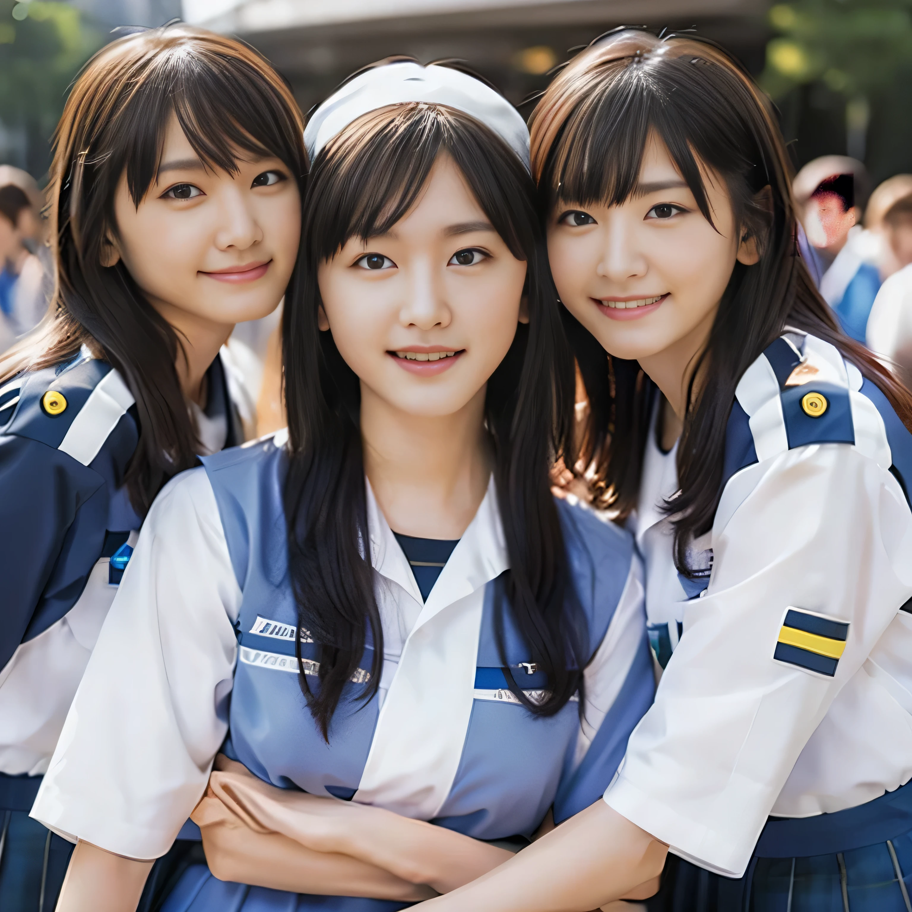 Idol group Trio Esbian、、、、fluorescent latex uniform、neat idol face、、、big and full breasts、good style、have fun playing