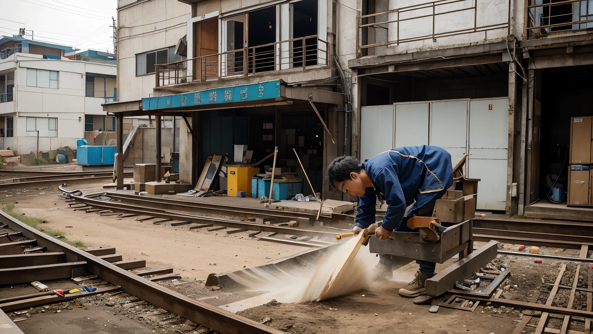 asian picture where it emphises on all kinds of work from local small works to industrial 