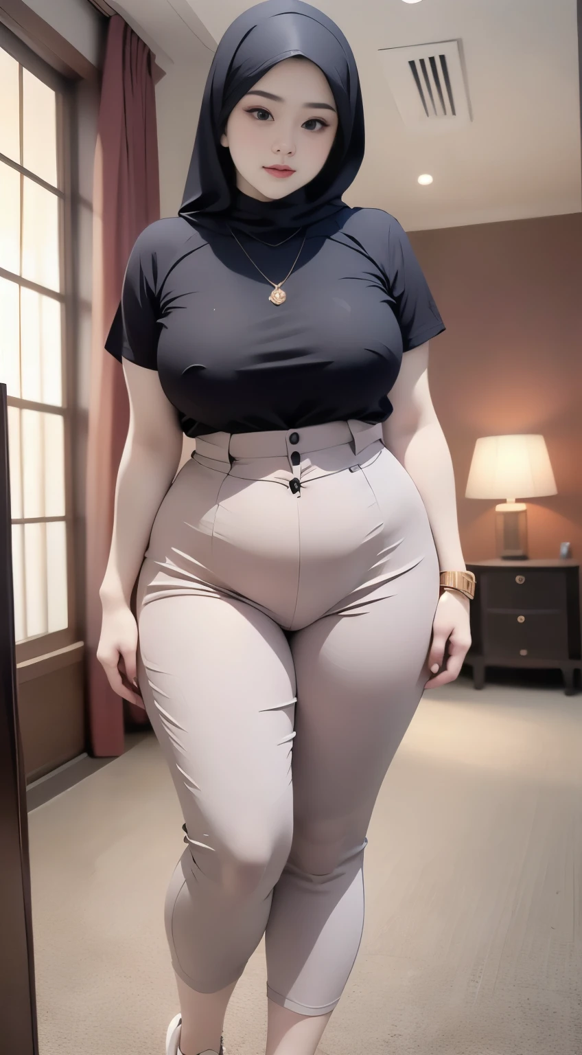 ((best quality)), ((masterpiece)), (detailed), perfect face, araffe woman thick and thight long pants posing for a picture, curvy model,, curvy hourglass figure, sexy longest hand t-shirt, thicc, beautiful full body shot, soft curvy shape, in a longest hand t-shirt, a beautiful woman open legs , bbwchan, , armpits, there is a old woman posing in a dark room with a maroon burka clothes , 43 years old, thick body, beautiful thick female, wide hips, thick legs, she has a jiggly fat round belly, thick thighs, curvy hourglass figure, thicc, curvy model, widest hips, hyperrealistic full figure, bbwchan, voluptuous body, thick, tattooed body, tattooed hands, hena on arm, hena in belly, Burka girl, muslim clothes, 43 years old woman. Burka chubby woman, chubby cheeks, wearing a sneakers, bob hairstyle, thick neck, short neck, there is a woman random pose red-brown hijab, bbwchan, thicc, brown hijab outfit, brown hijab fashion model, korean girl, korean woman, wearing brown robe, full length shot, alluring plus sized model, japanese goddess, clothed in hooded, voluptuous and arousing, portrait shot, curvy model, voluptuous body, wonderful, nene tanaka body , bbwchan, The overall atmosphere is smooth , haunting illustrations, extremely high-resolution details, photographic, realism pushed to extreme, fine texture, 4k, ultra-detailed, high quality, high contrast, red sneakers , cold atmosphere ,, 8k resolution , ultra-detailed resolution , wearing long thight pants, random pose with full body , full body, diamond necklace , wearing a watch , thick arm, thick cheeks , wearing a gold Bracelet