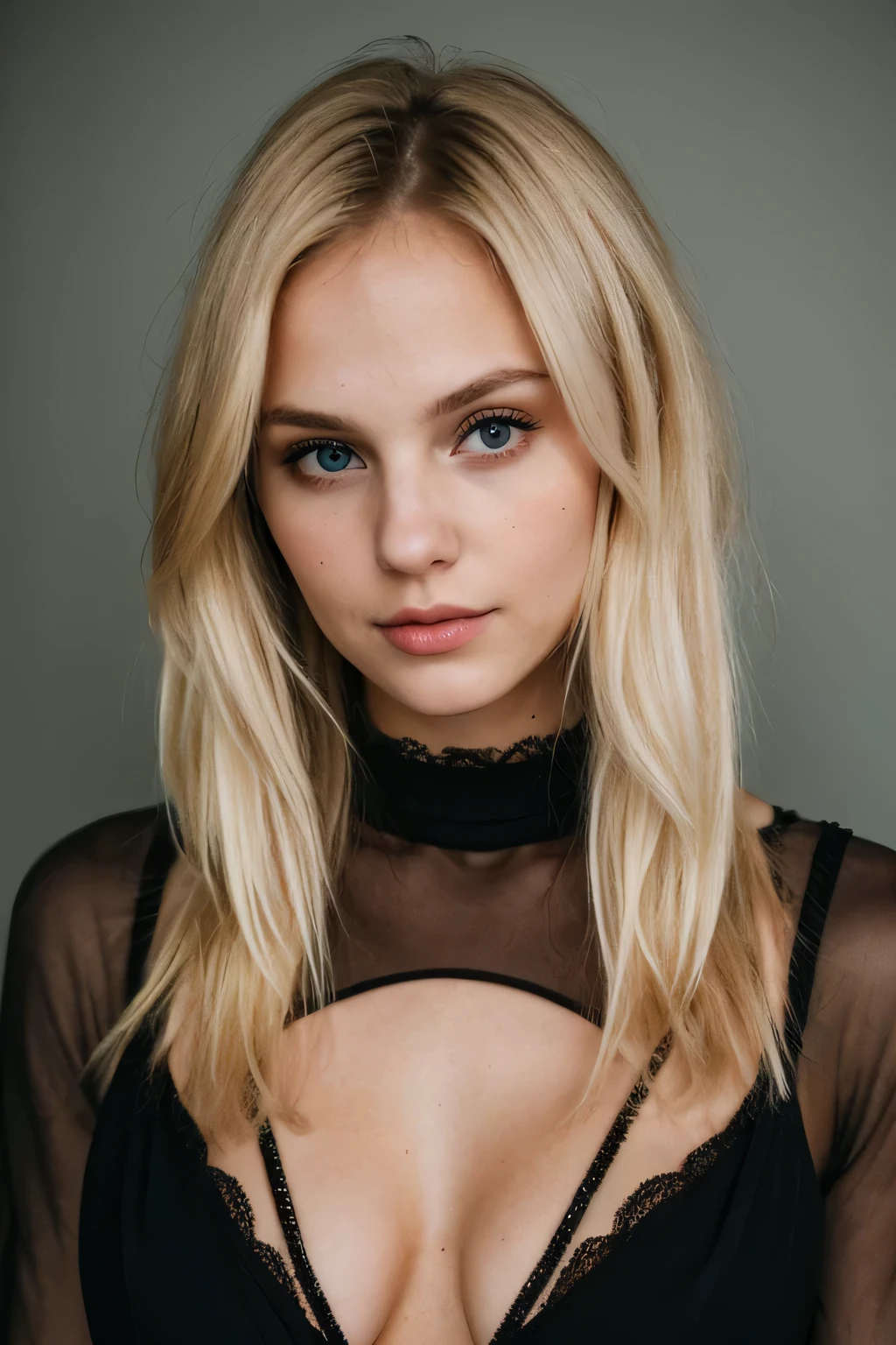super cute blonde woman in dark theme