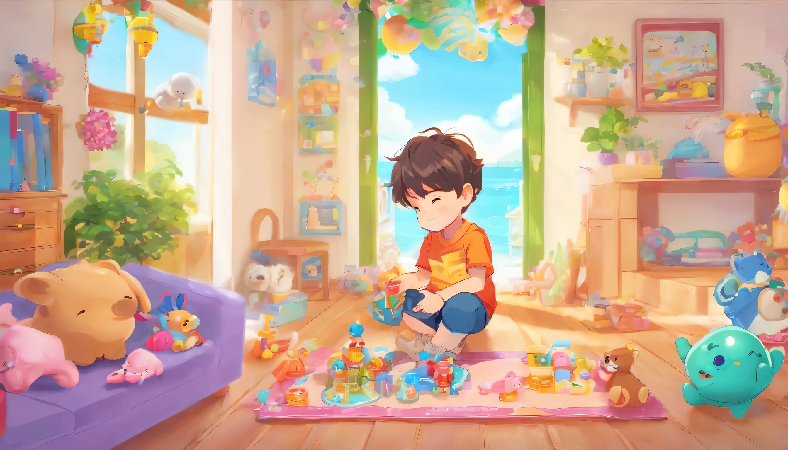  boy playing with toys at home