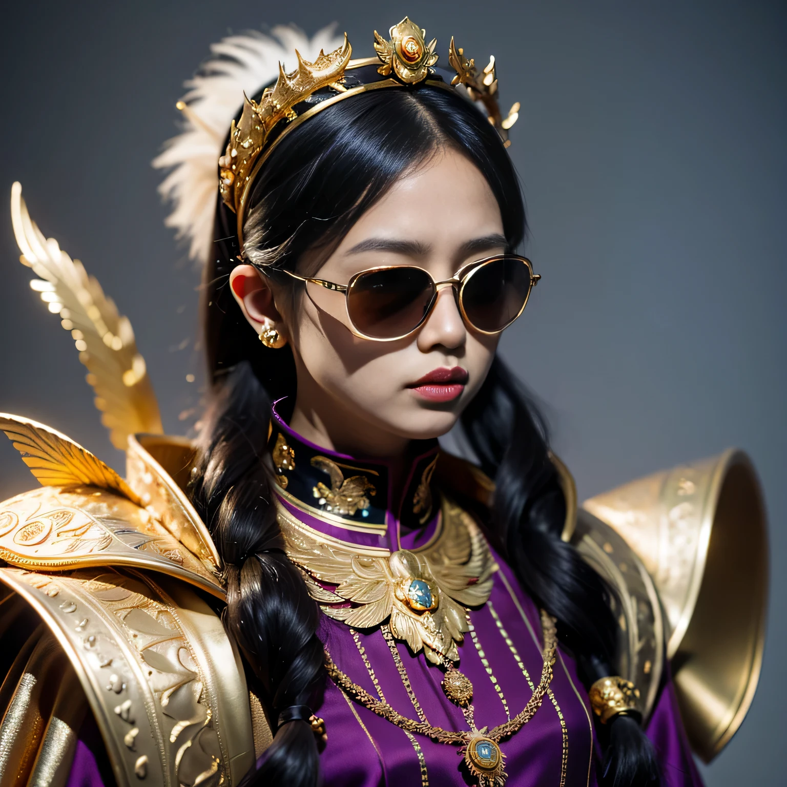On snowy nights,32k(masterpiece,HD,super high quality,32k)Purple-pink double ponytail,flower stick,Indigo Skull King ,mahogany steering wheel (The skeleton is very realistic:1.4),crocodile print robe,Rusty skull ornaments,Sand gold linen cloak,Petals flying,Deep gold sunglasses,Hold your head high,worthy of pride,looking at people through nostrils,A primary and secondary school student, high resolution,Xueba, detail, original photo, Sharp Re, Nikon D850 film photo by Jefferies Lee 4 Kodak Portra 400 camera F1.6 guns, rich and colorful, Super real、Vivid texture, dramatic lighting, Unreal Engine Art Station Trend, Silicon Nest 800,Hold your head high,side,worthy of pride,looking at people through nostrils,arrogant,Petals flying,Petals flying,Gold-plated crocodile leather,Fluttering,Impeccable,( Reasonable design, clear lines, HD definition,best quality, Very detailed skeleton, skeleton of masterpiece, official art, Lighting effects, 8K crocodile skeleton(((Platinum marble sunglasses)))Deep gold sunglasses,sideportrait