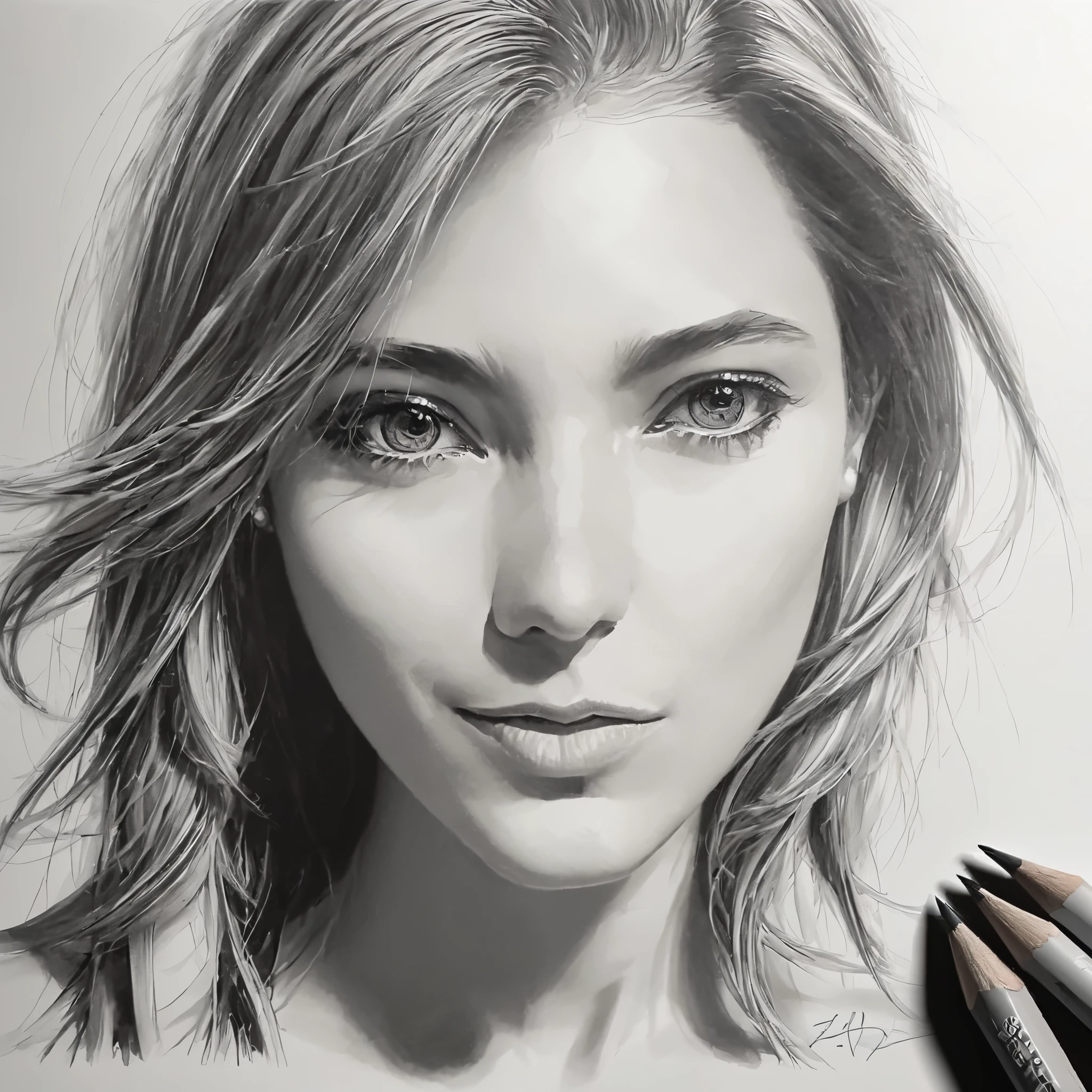 professional 3d pencil sketch, drawing lesson, black and white, thick lineasterpiece, (best quality:1. 5)), full body, (1girl), (highly detailed face), (nude), (small perky breasts:1. 2), (( long messy hair)), sexy thighs, dramatic lighting,