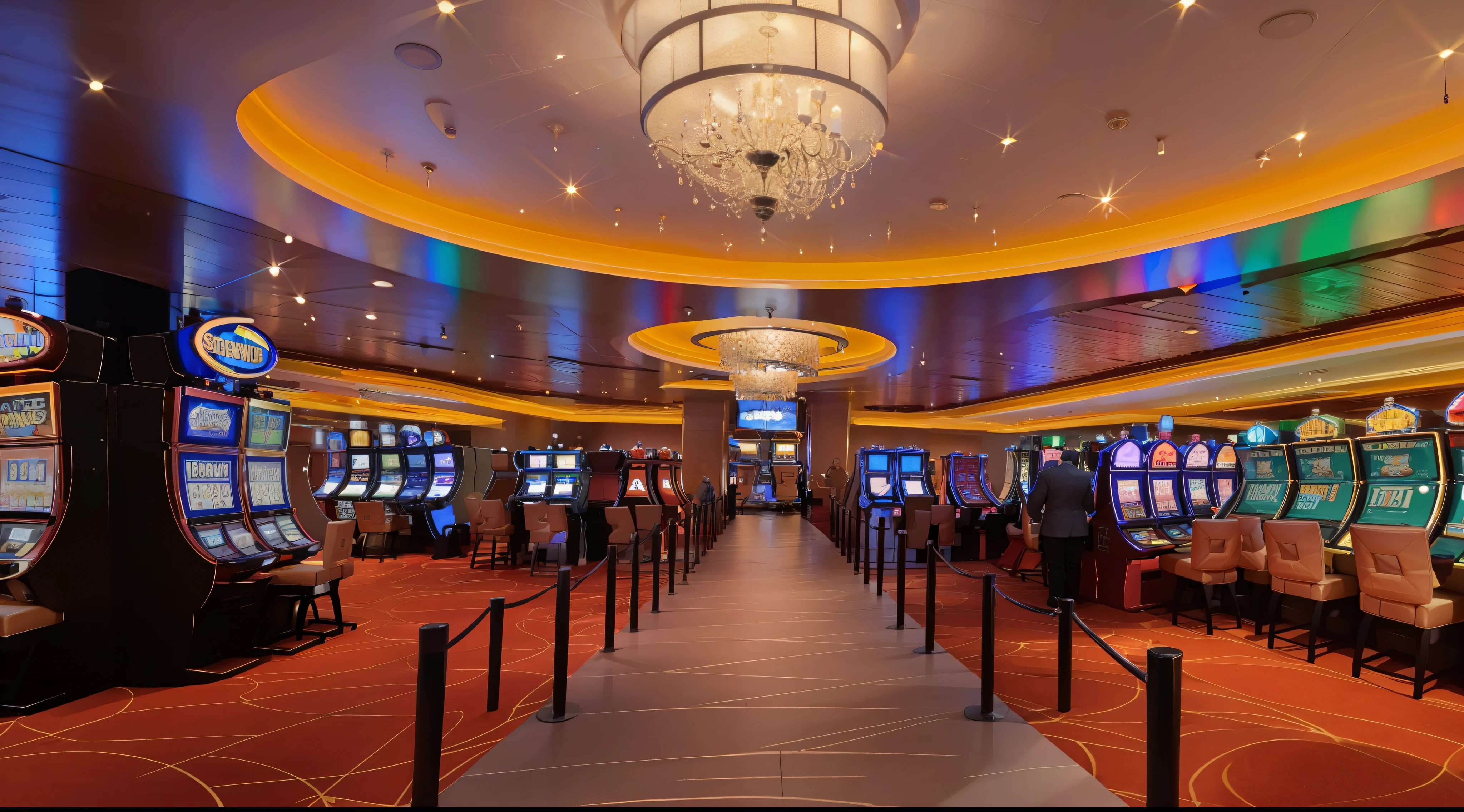 casino,a rendering of a casino room with roule and crap table, indoor casino, inside a casino, lecture halls and gambling dens, futuristic casino, casino, Raytraced 3D set design, Inside the ground, game room in 2 0 4 0, luxurious environment, Written by Wayne England, game room, online casino logo, gambling, With game graphics, stylized,((red carpet))