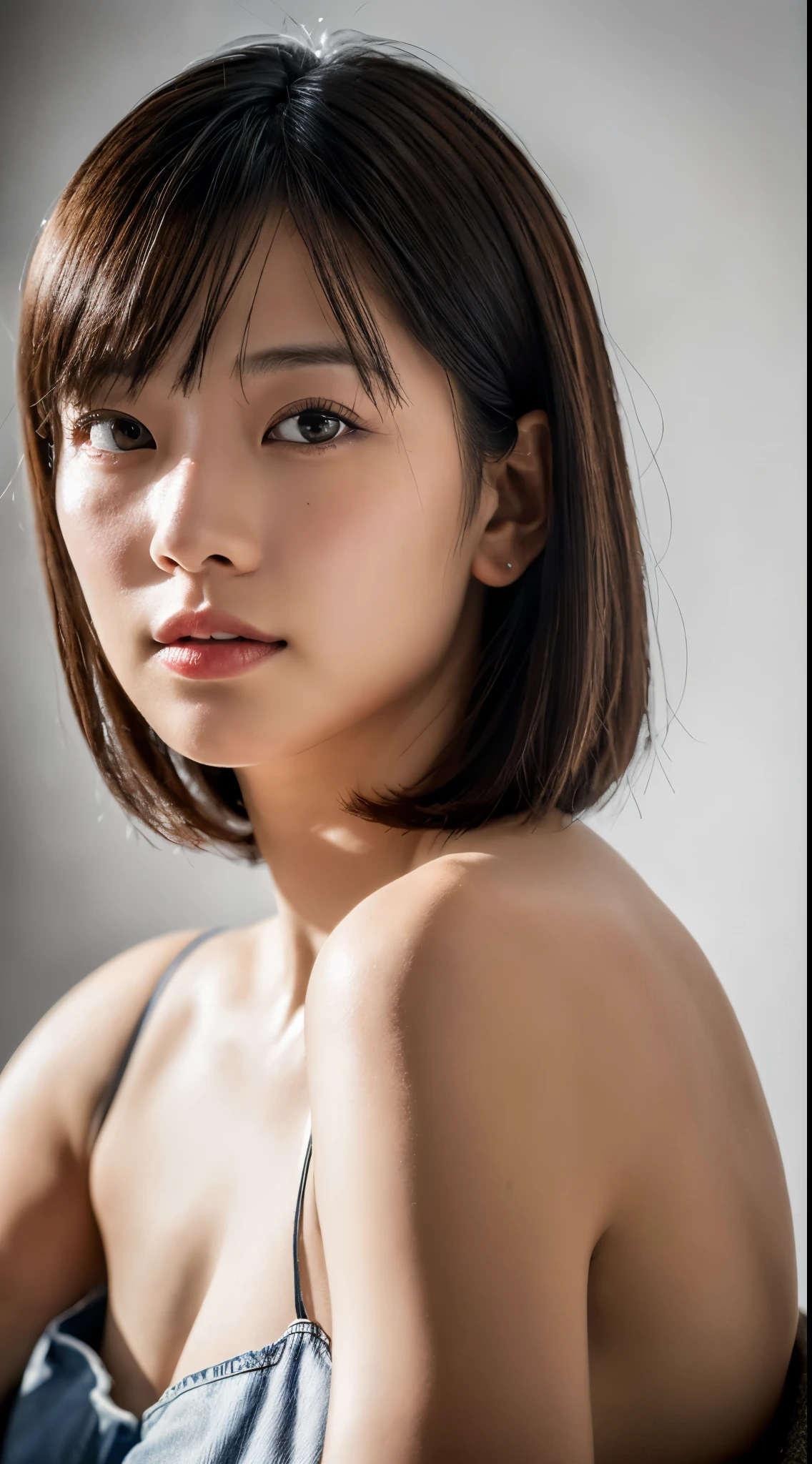 (highest quality,4k,High resolution,masterpiece:1.4),(realistic pictures:1.4),professional lighting,woman,Physically based rendering,cowboy shot,short hair,layered cut,black hair,highly detailed face,fine skin,(日本人woman:1.05),In the 30s,I have some thin bangs,Group,white room,white wall,bright lighting