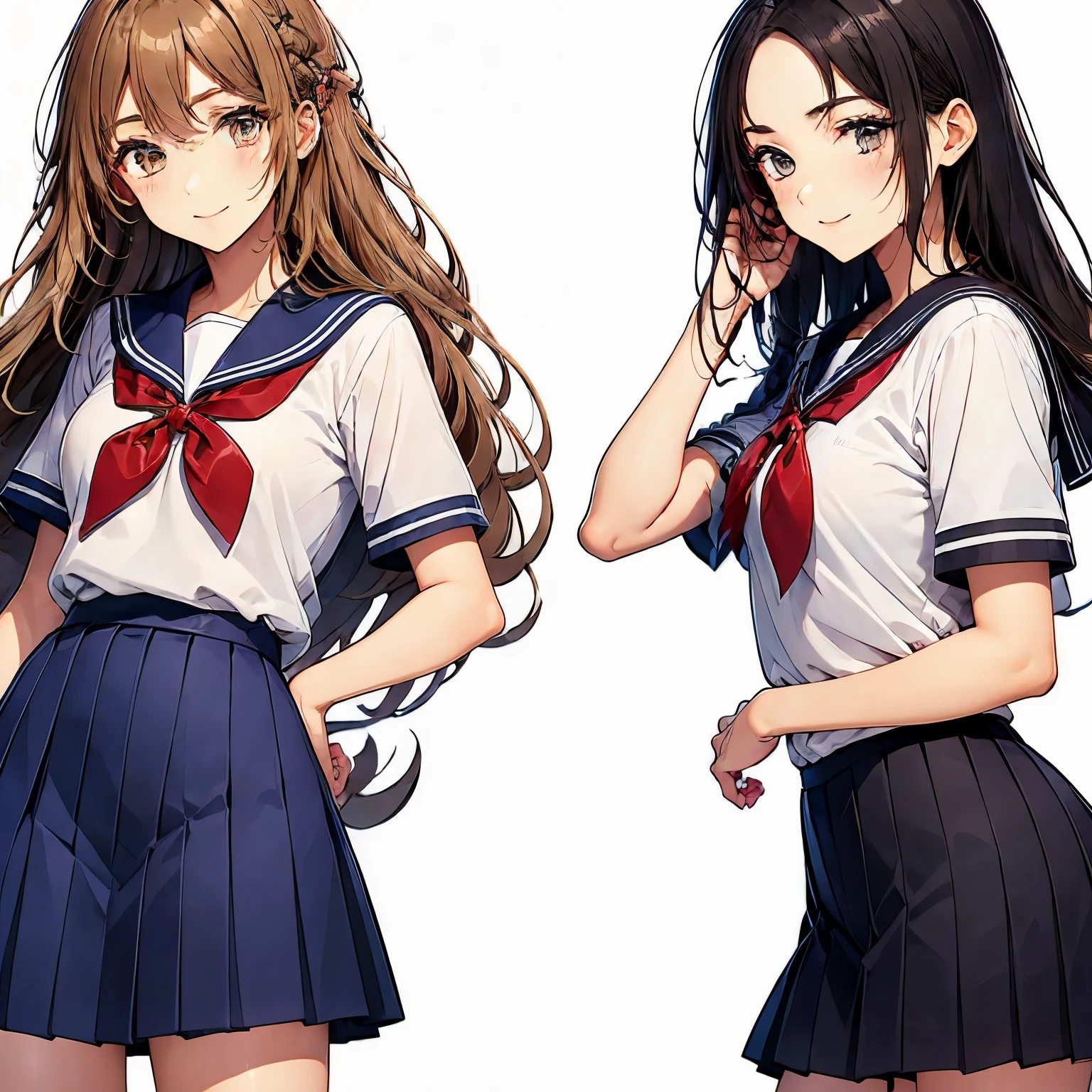 high quality,((2girls,chyuri,snuggling,smile)),Japanese high school student,short sleeve sailor school uniform,