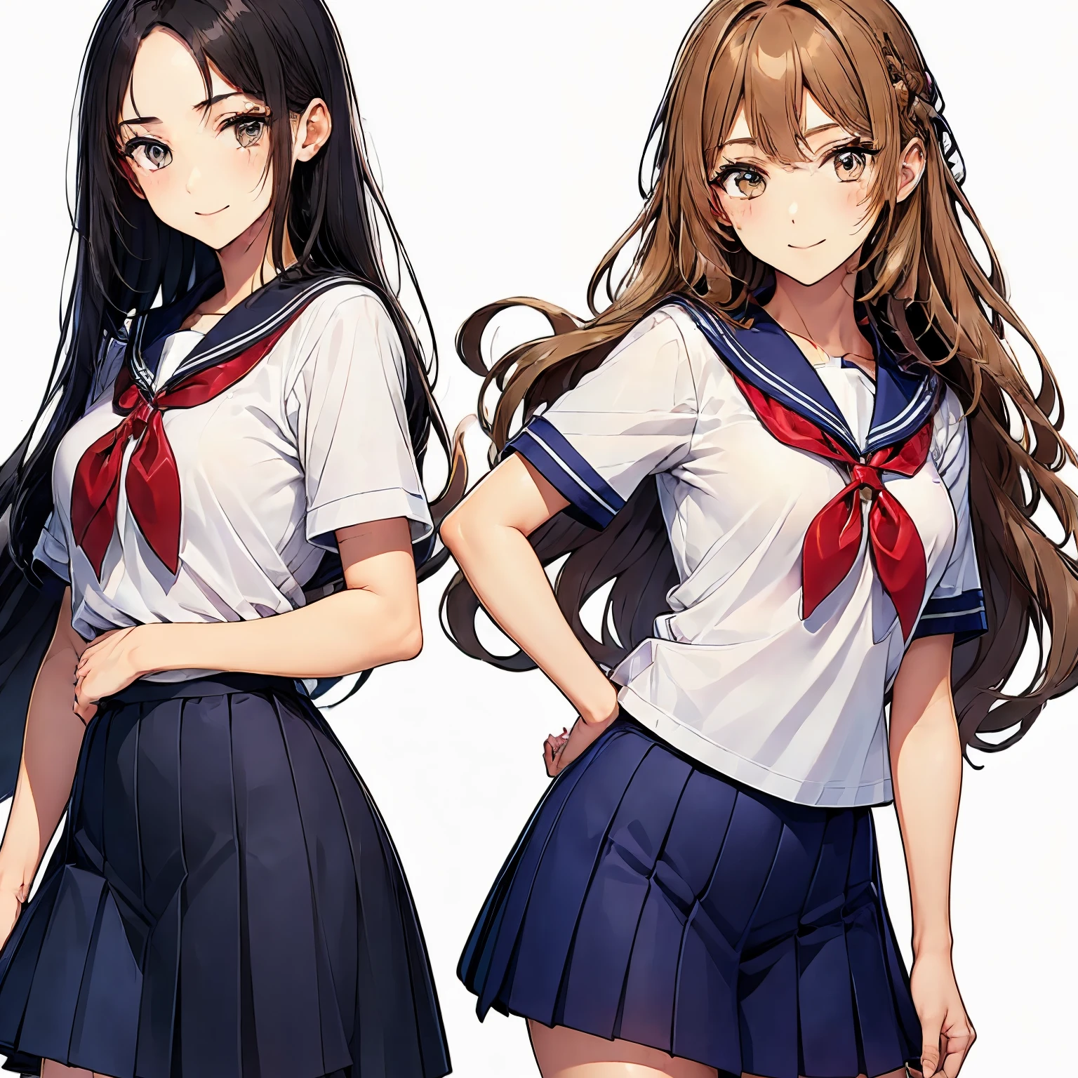 high quality,((2girls,chyuri,snuggling,smile)),Japanese high school student,short sleeve sailor school uniform,