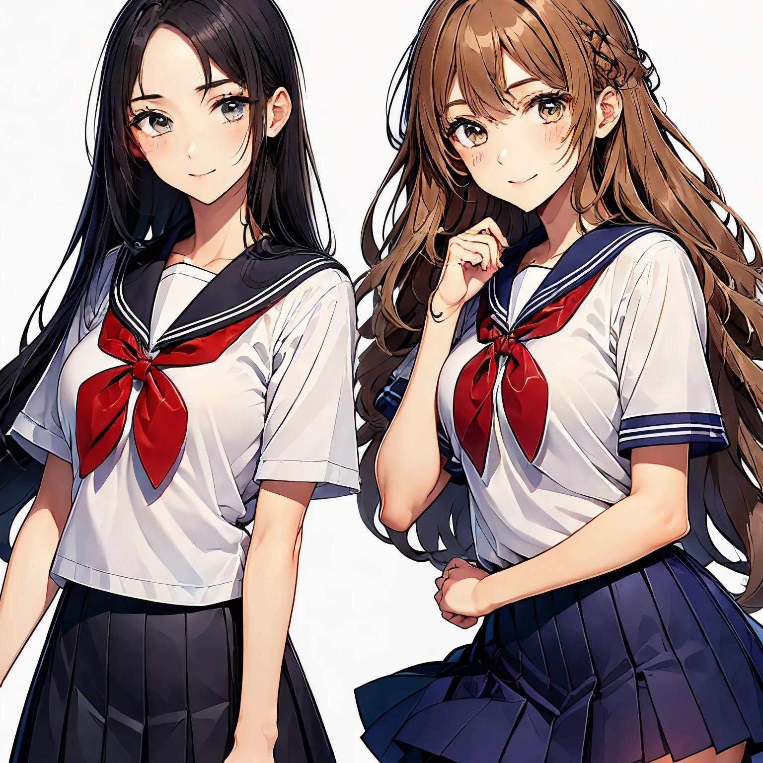 high quality,((2girls,chyuri,snuggling,smile)),Japanese high school student,short sleeve sailor school uniform,