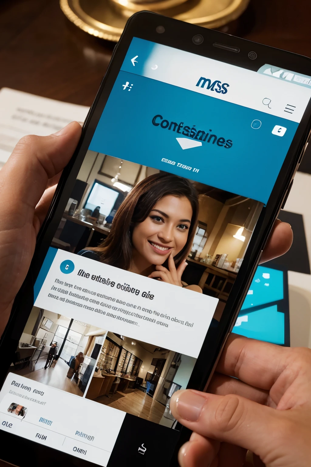 Depict a scenario of a business successfully engaging with its audience through MMS, possibly showing a satisfied customer viewing an MMS on their phone with your content.