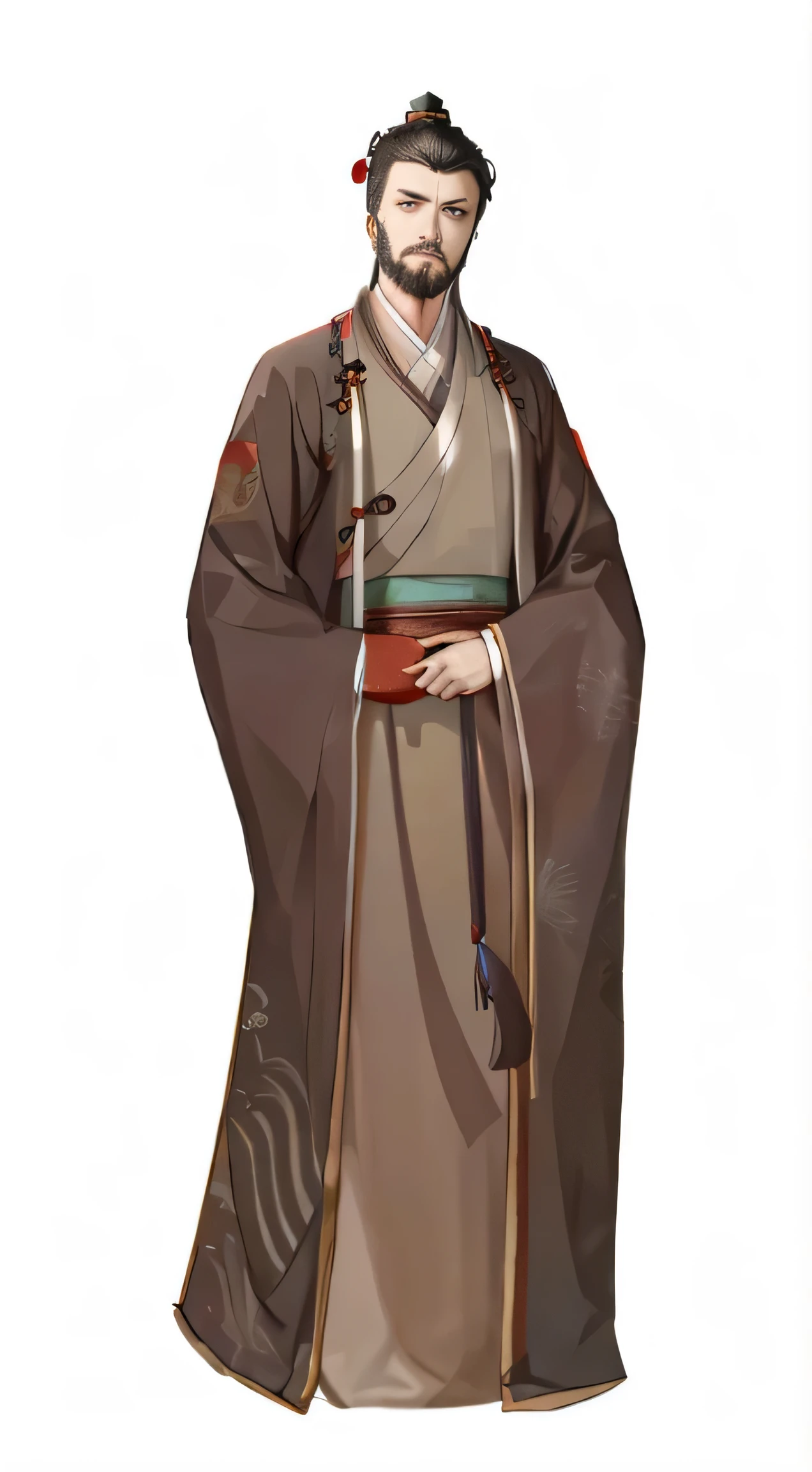 Ancient Chinese costumes,ancient chinese style,ethnic style,middle aged male,bearded male,goatee,Hanfu,