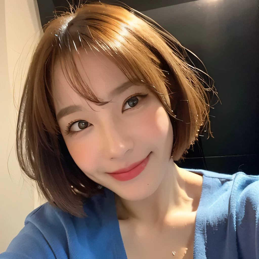 ((highest quality, 8k, masterpiece: 1.3)), sharp focus: 1.2, beautiful woman with perfect figure: 1.4, slim abs: 1.2, (random hairstyle color: 1.2)), (wet white button long shirt: 1.3), rain: 1.3, street of night: 1.2, wet body: 1.1, night、 Highly detailed face and skin texture, fine eyes, double eyelid, big breasts, smile, Show your collarbone、beautiful clavicle、Berry Short、