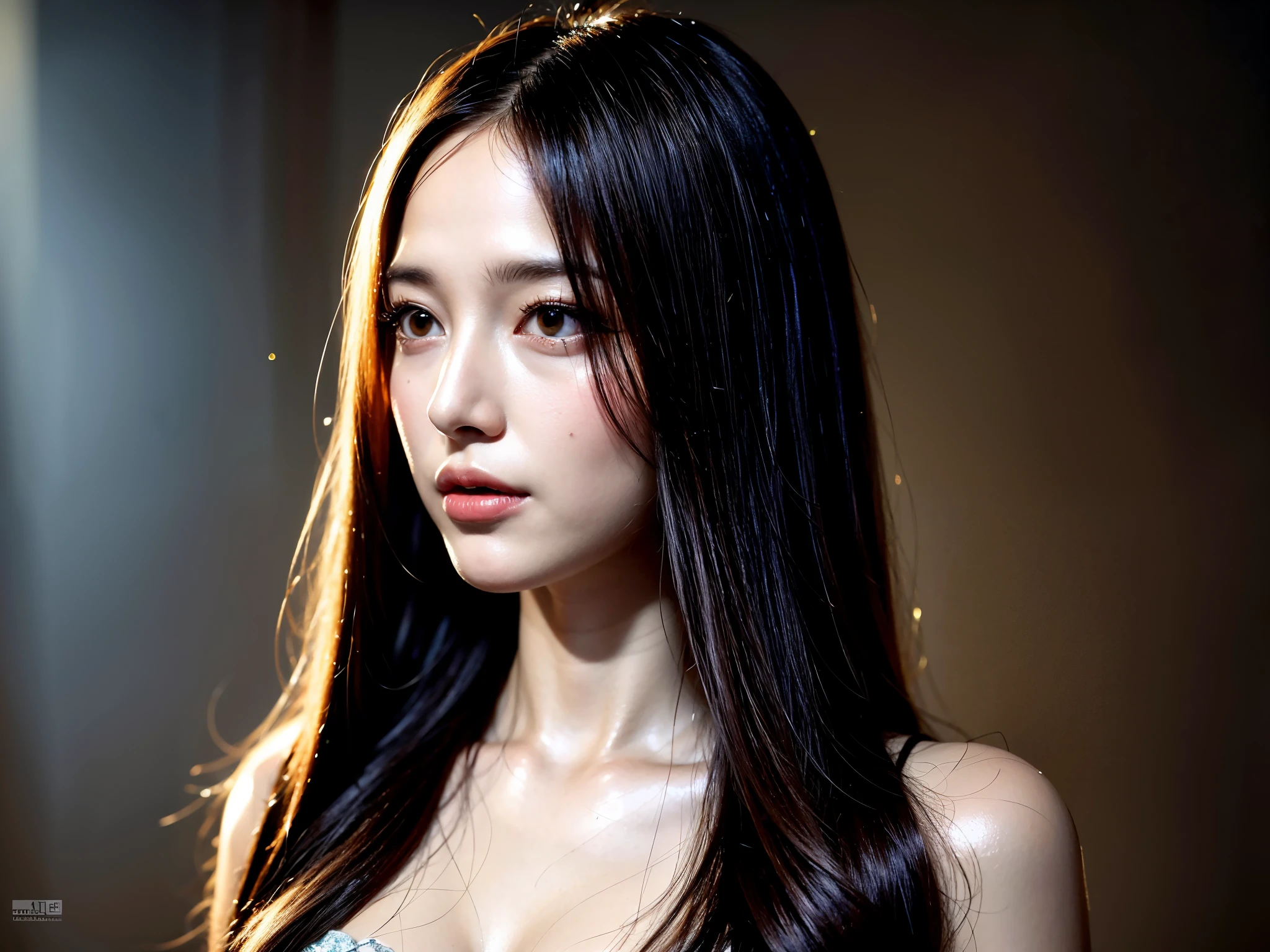 best quality,highres,ultra-detailed,realistic,portraits,colorful,studio lighting,Tyndall Effect,girl,detailed eyes,detailed lips,sunlight through the mist,sparkling particles,soft focus,ethereal atmosphere,warm color palette,subtle glow,fairy-like appearance,airy dress,long flowing hair,natural setting,playful expression