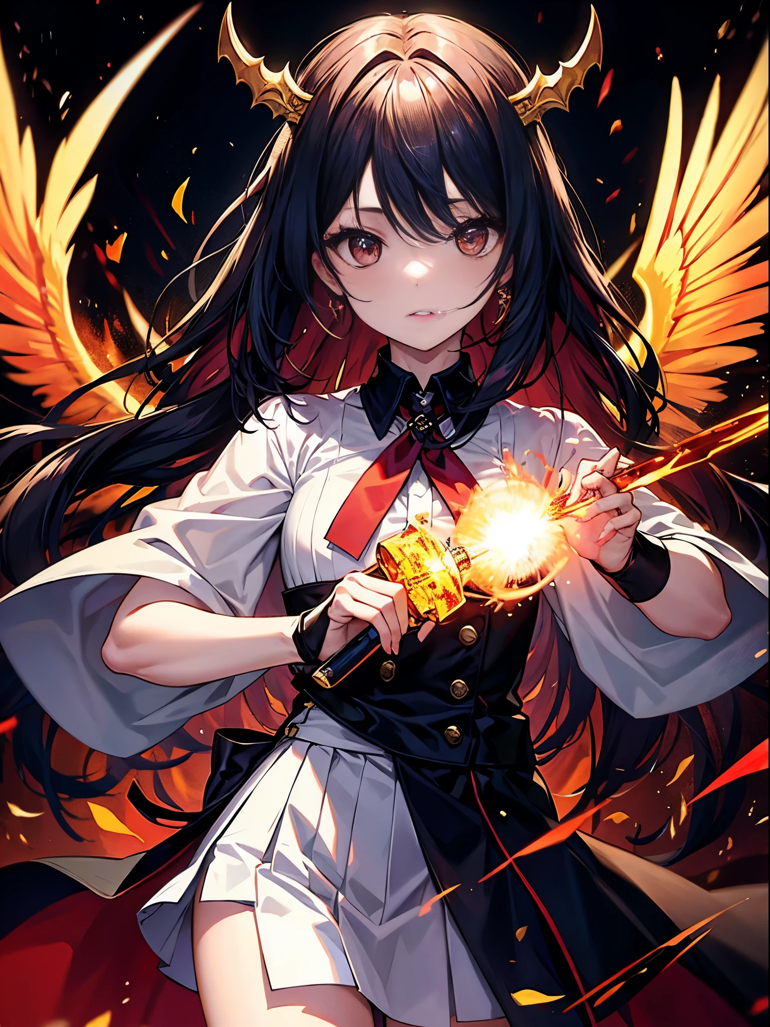 (((masterpiece)))、(((highest quality)))、((super detailed))、According to the contract、Follow me please、Overlord of Flame。come、Purification Flame、Great Sword of Flame。 fluttershy、Fire and brimstone through Sodom。turn sinners into dust of death。『Burning sky』
