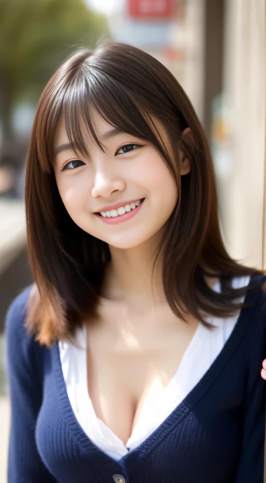 Japanese ),((beautiful girl)),cleavage,An expression that imagines something pleasant:1.2,(perfect body beauty:1.2),((perfect body)),(shy smile),beautiful teeth,