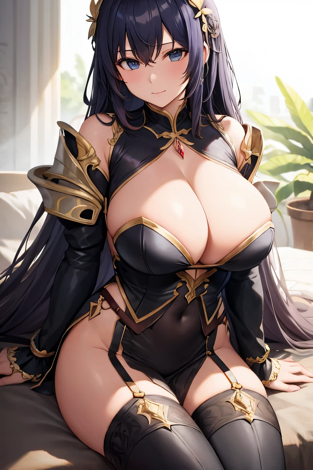 fantasy, knight, beautiful girl, big breasts, cleavage, sexy