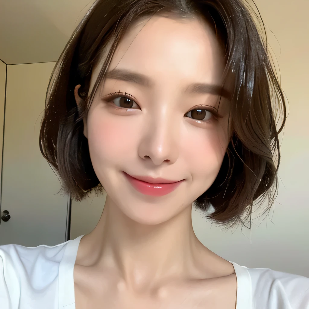 ((highest quality, 8k, masterpiece: 1.3)), sharp focus: 1.2, beautiful woman with perfect figure: 1.4, slim abs: 1.2, (random hairstyle color: 1.2)), (wet white button long shirt: 1.3), rain: 1.3, street of night: 1.2, wet body: 1.1, night、 Highly detailed face and skin texture, fine eyes, double eyelid, big breasts, smile, Show your collarbone、beautiful clavicle、Berry Short、