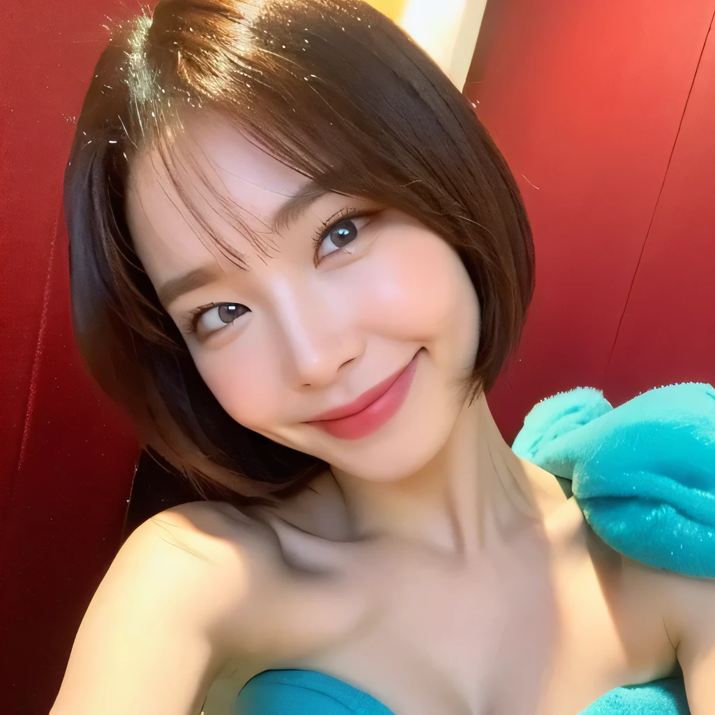 ((highest quality, 8k, masterpiece: 1.3)), sharp focus: 1.2, beautiful woman with perfect figure: 1.4, slim abs: 1.2, (random hairstyle color: 1.2)), (strapless bra: 1.3), rain: 1.3, street of night: 1.2, wet body: 1.1, night、 Highly detailed face and skin texture, fine eyes, double eyelid, big breasts, smile, Show your collarbone、beautiful clavicle、Berry Short、