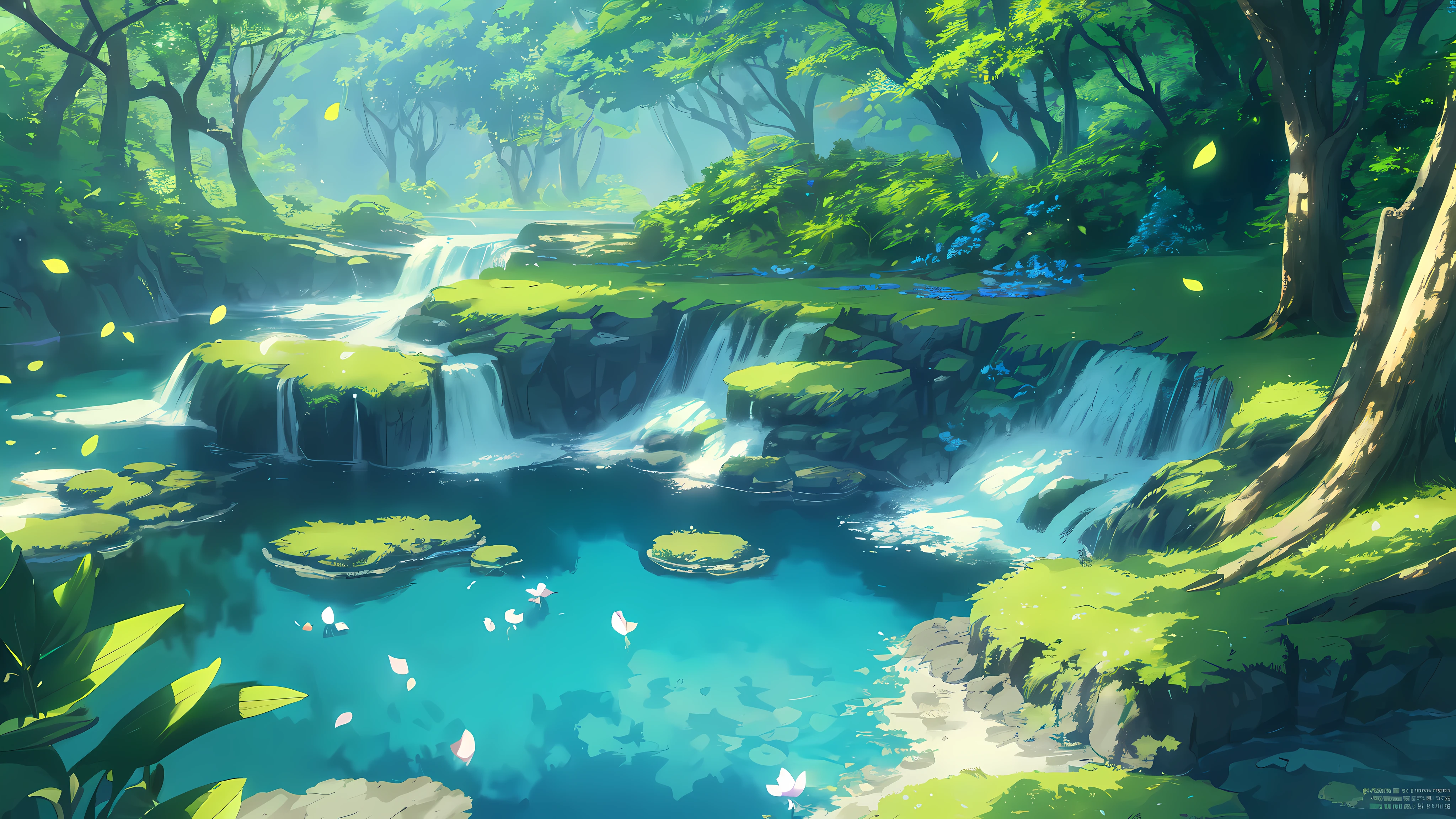 Masterpiece, best quality, (very detailed CG unity 8k wallpaper) (best quality), (best illustration), (best shadows) Nature', blue sea,delicate leaves petals of various colors falling in the air light Tracking, super detailed --v6