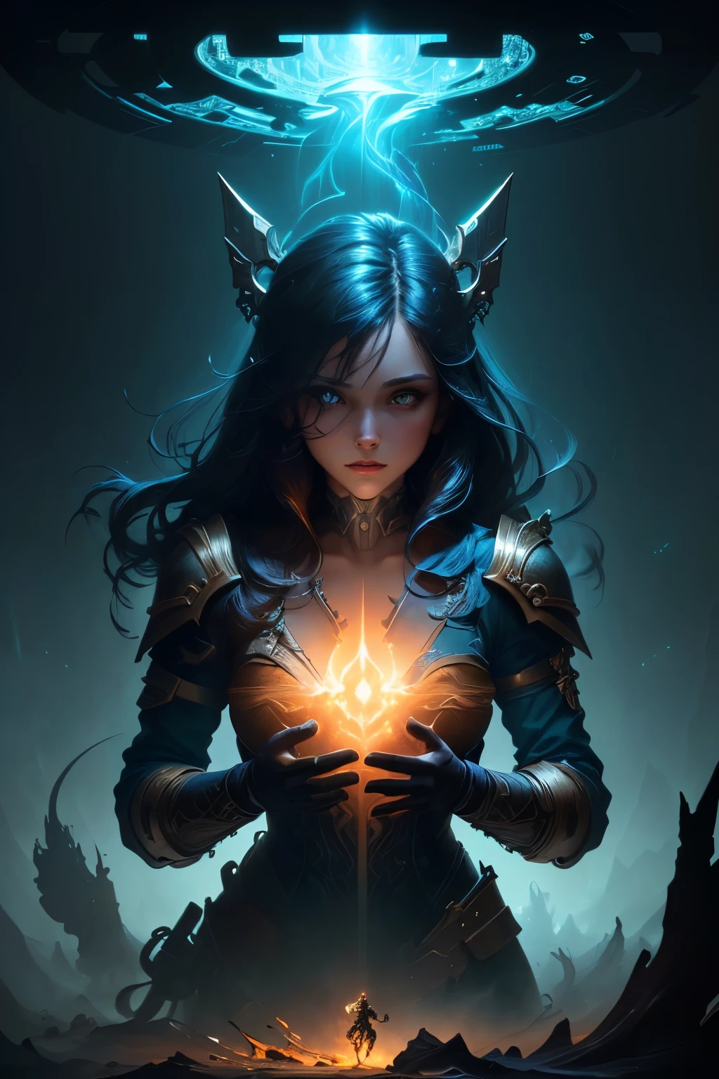 masterpiece, best quality, (extremely detailed CG unity 8k wallpaper), (best quality), (best illustration), (best shadow), absurdres, realistic lighting, (Abyss), beautiful detailed glow, art by PeterMohrBacher,