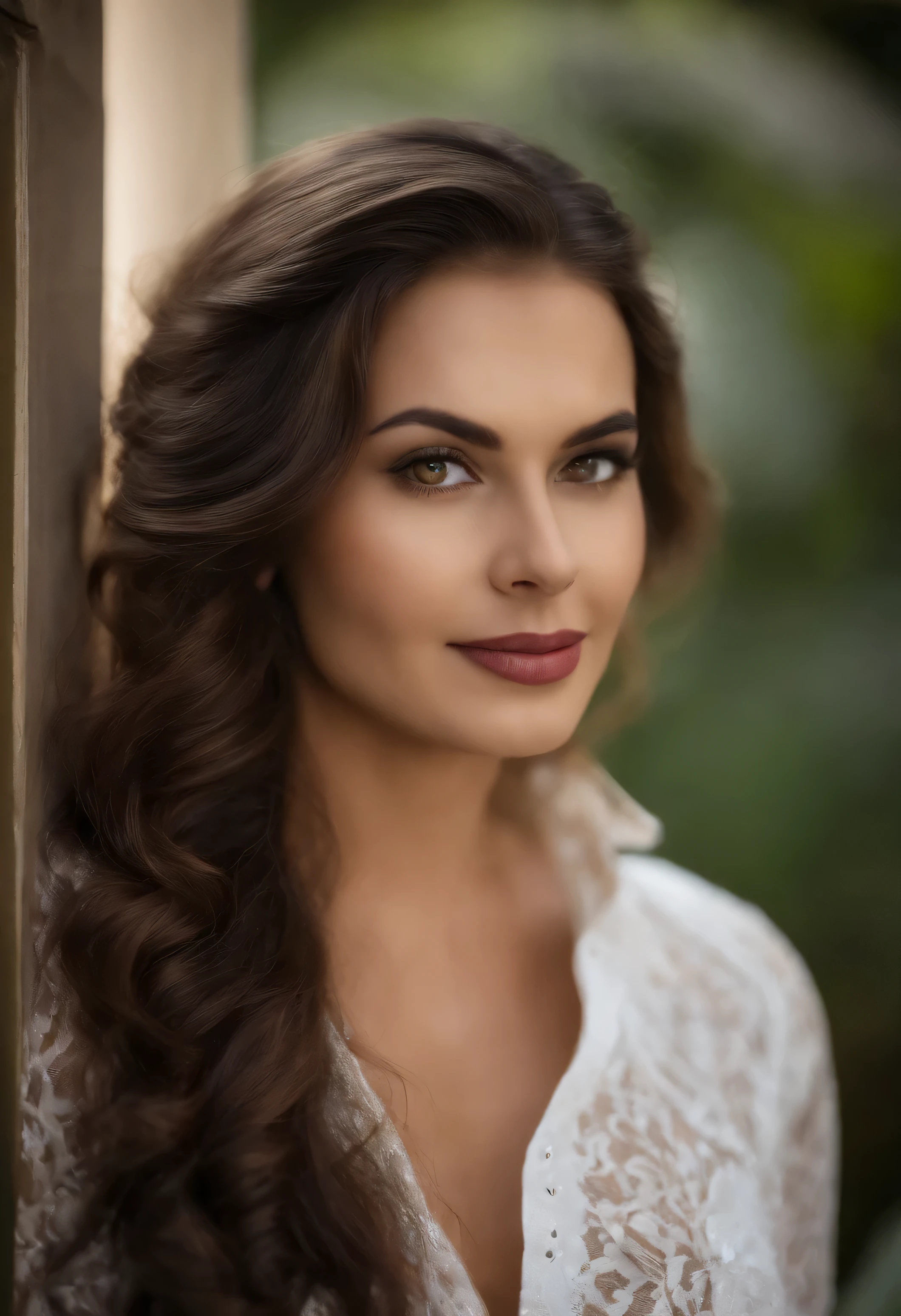 Mulher loira as vestindo uma camisa branca e uma camisa branca, A, Retrato suave em 12K, Noiva russa, Uma garota com cabelo loiro, olhos azuis Ela tem um rosto bonito, Rosto perfeito ) Canon 85mm f1.8 iso 50 looking at the camera