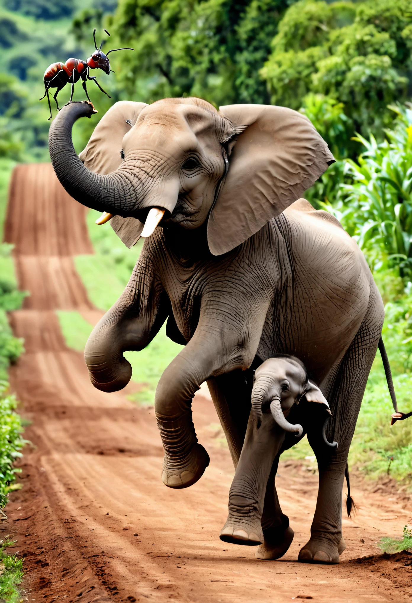 Ant lifting Elephant